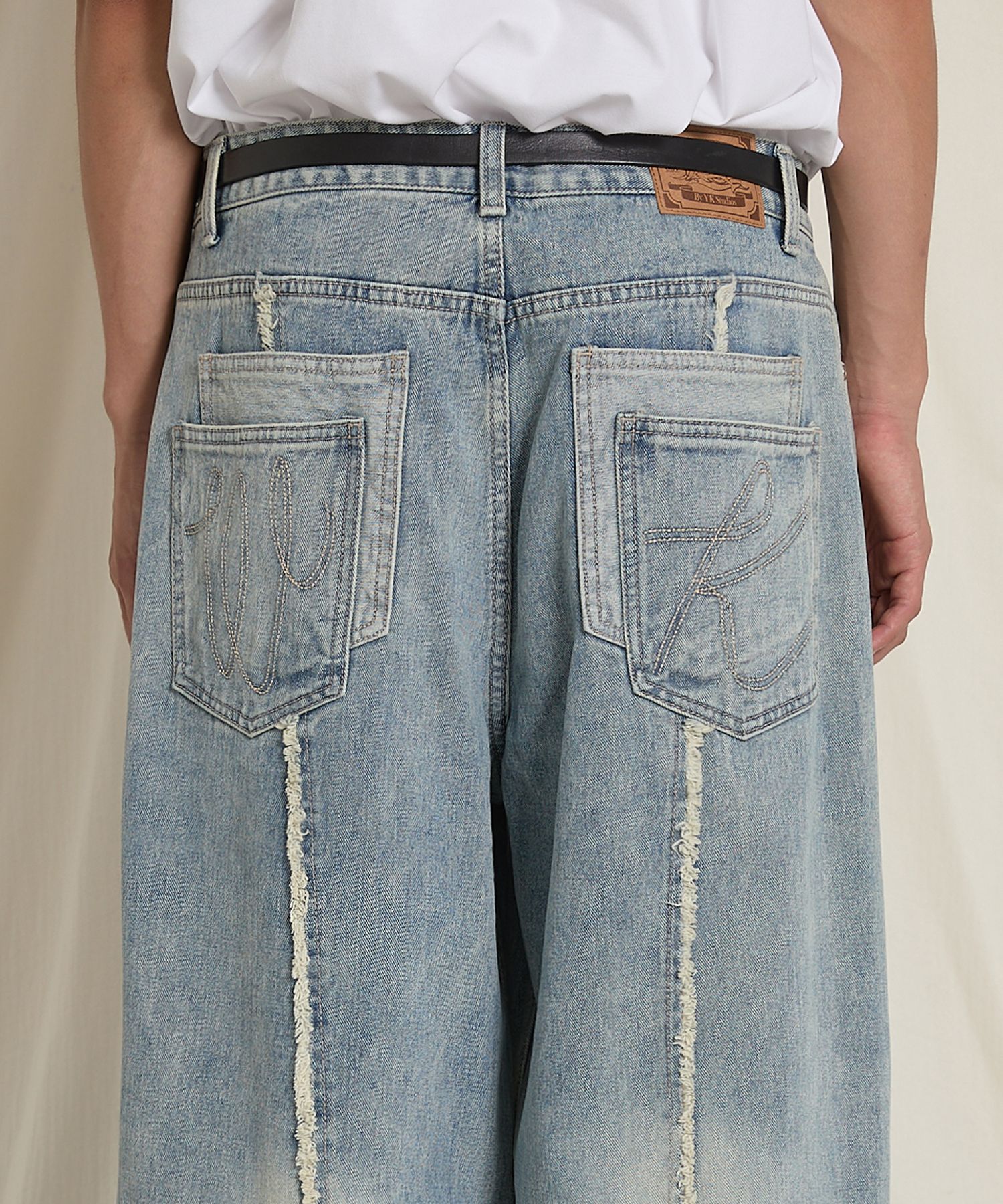 さらに100円引き◆Wai Kei◆YK Applique Denim Pants MUSINSA | WAI KEI YK Applique Denim Pants Yellow Wash Light Blue