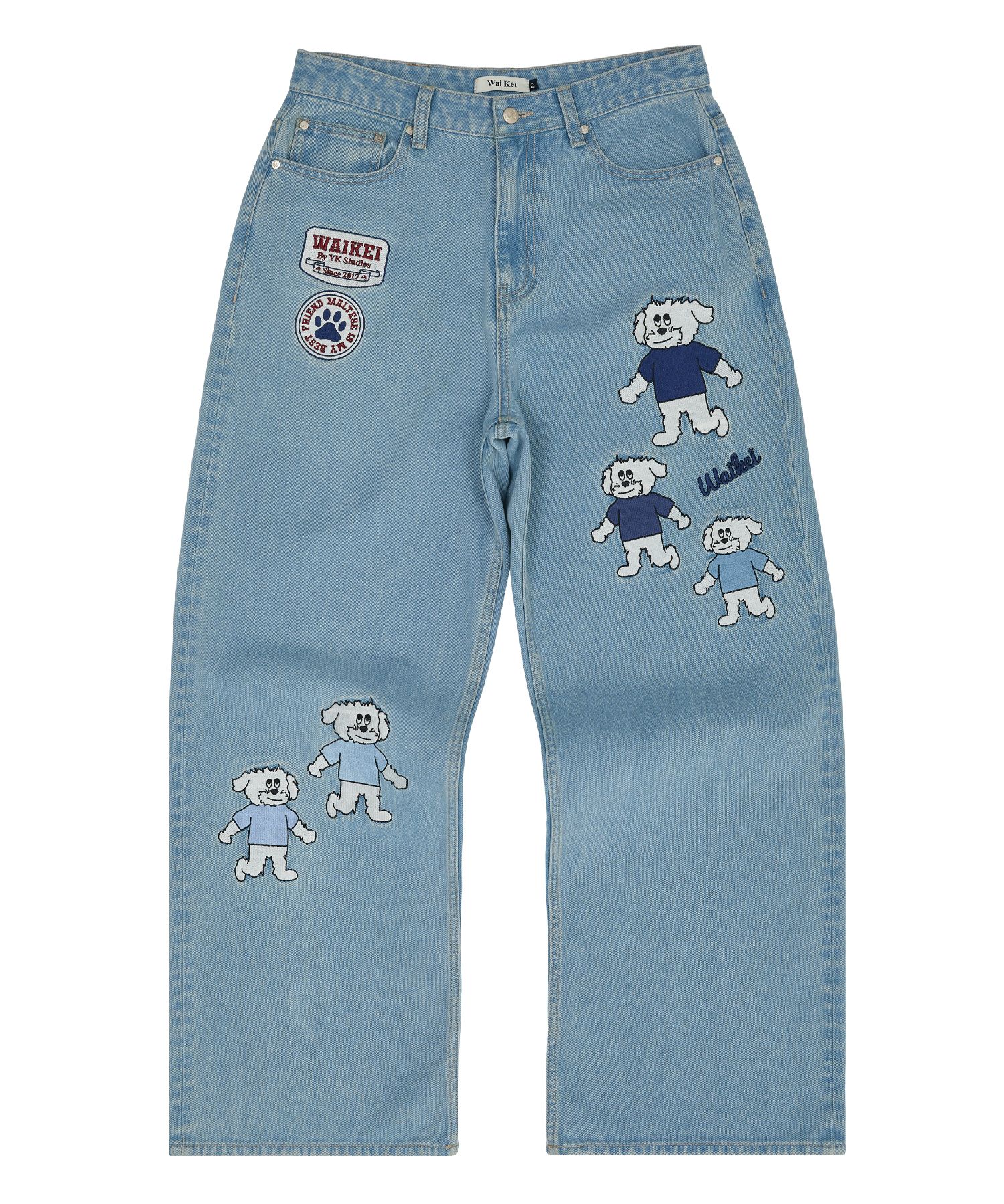 【WAIKEI】Maltese Multi Embroidery Denim Pants MUSINSA | WAI KEI Maltese Multi-Embroidery Denim Pants Light