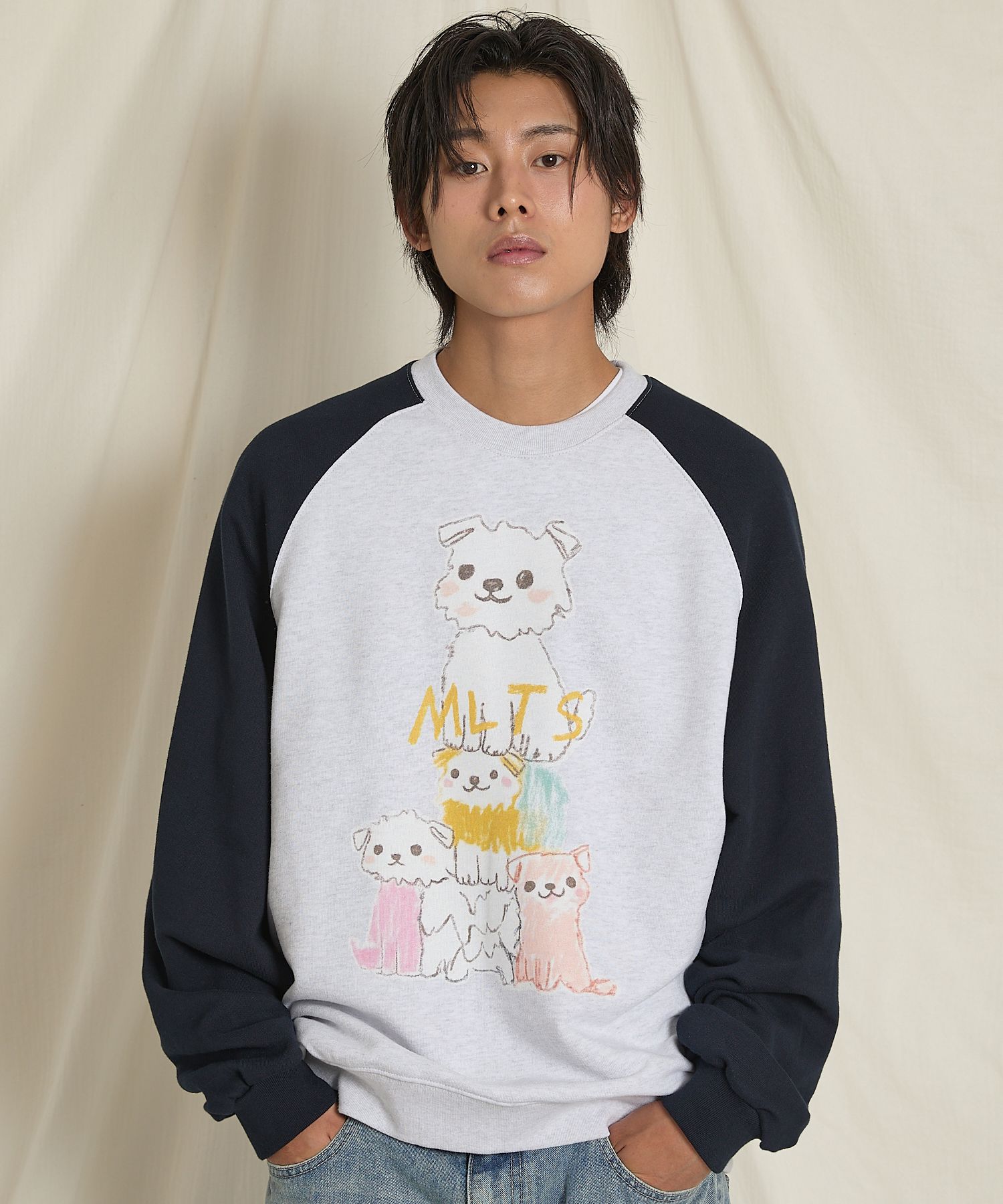 ★ Wai Kei★ MLTS Raglan Man to Man Melange White YKBD03TS1 MUSINSA | WAI KEI MLTS Raglan Man to Man Melange White