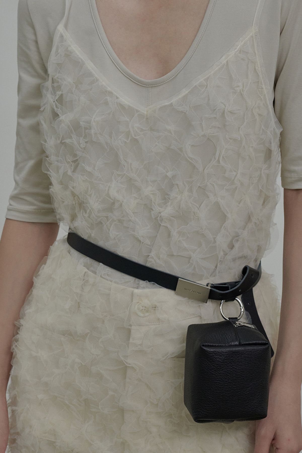 마우솔레움(MAU SOLEUM) Logo Slim Leather Belt - Black,Brown,White/Gold,Silver