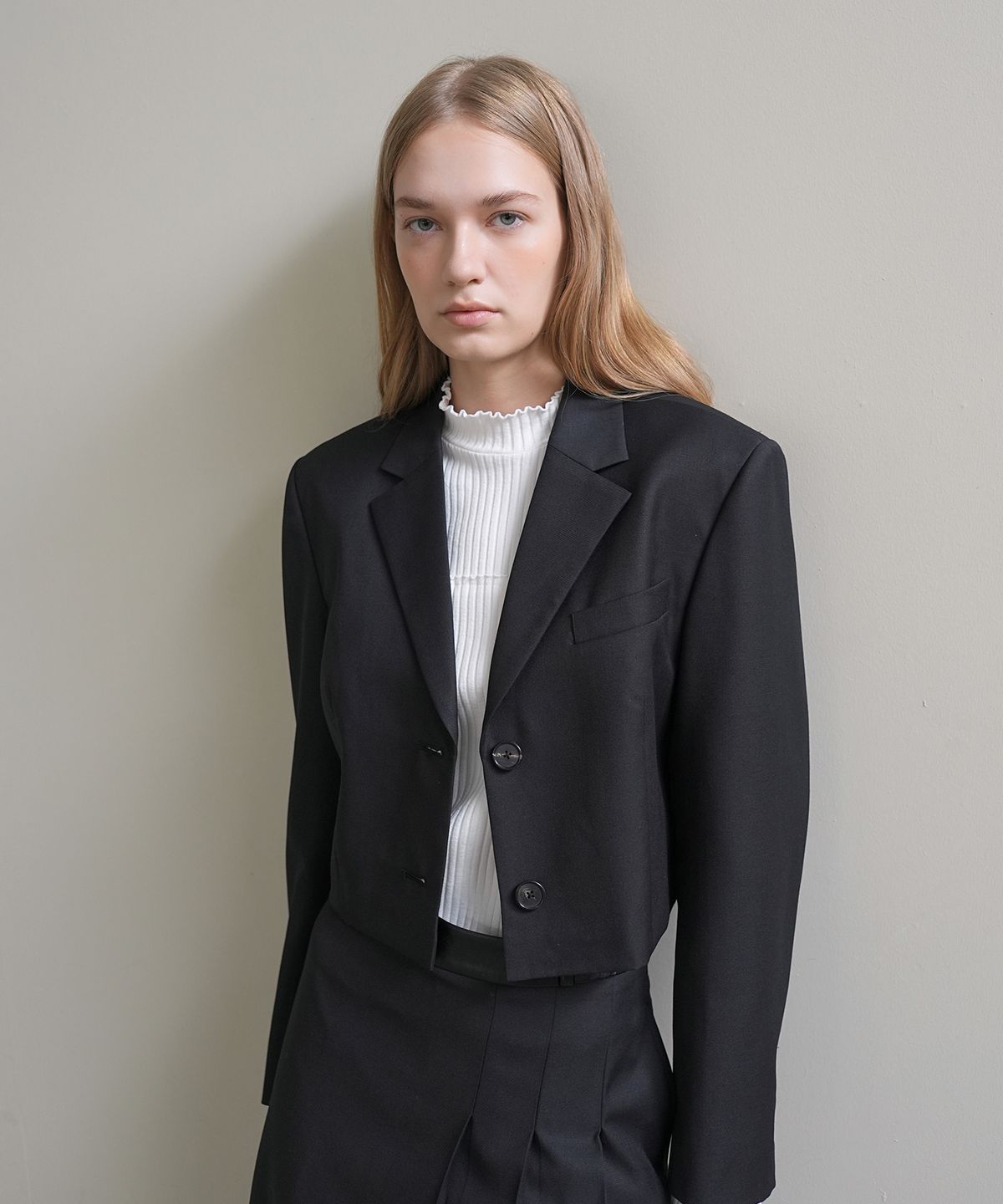 폴앤앨리스(PAUL&ALICE) WOOL CROP JACKET / BLACK