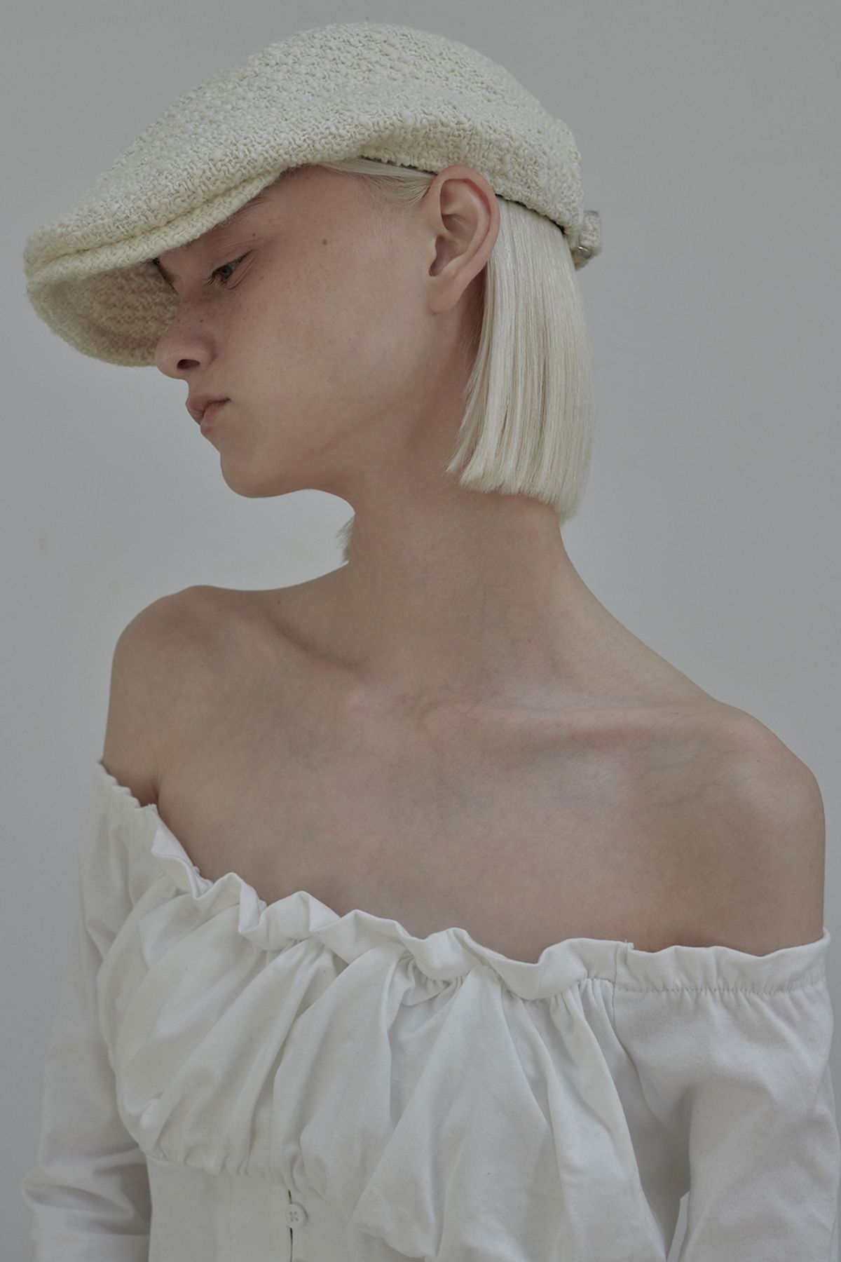 마우솔레움(MAU SOLEUM) Tweed Hunting Cap - Navy,Ivory