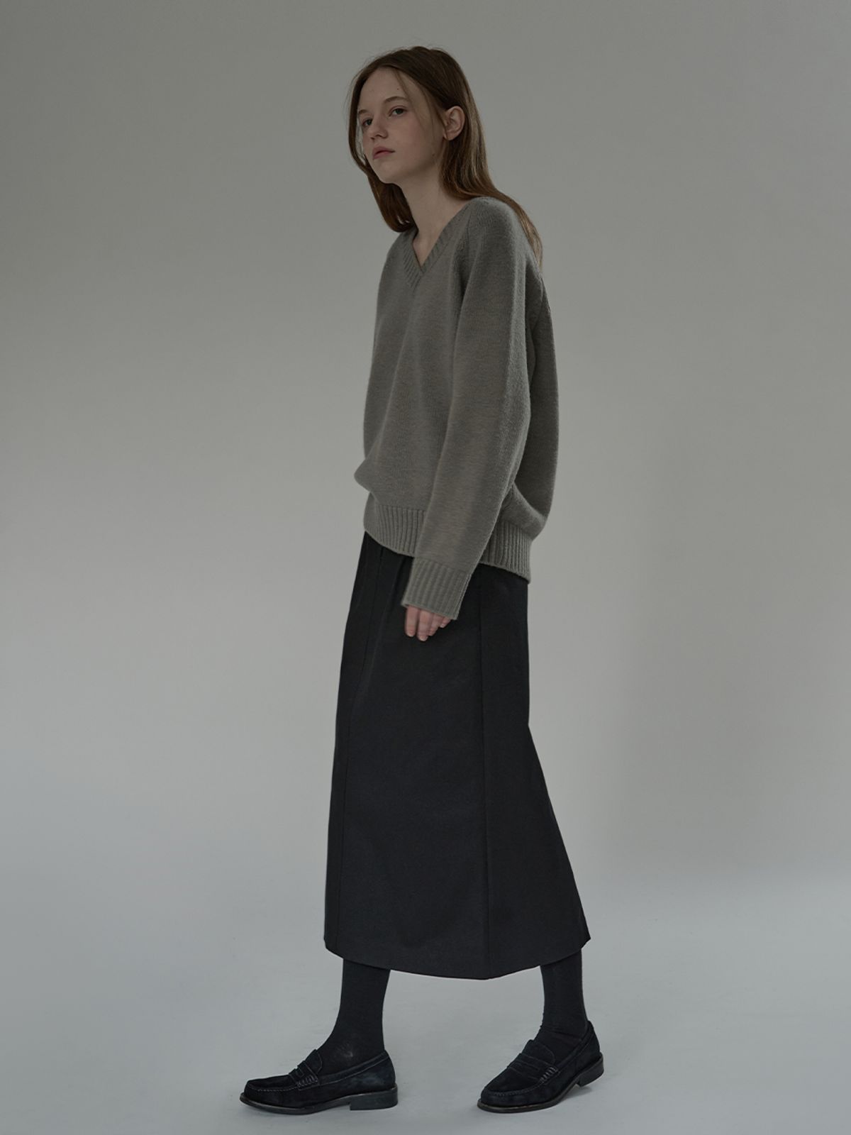 더미튼(THEMITTEN) [3rd] Cotton H-line skirt (black)