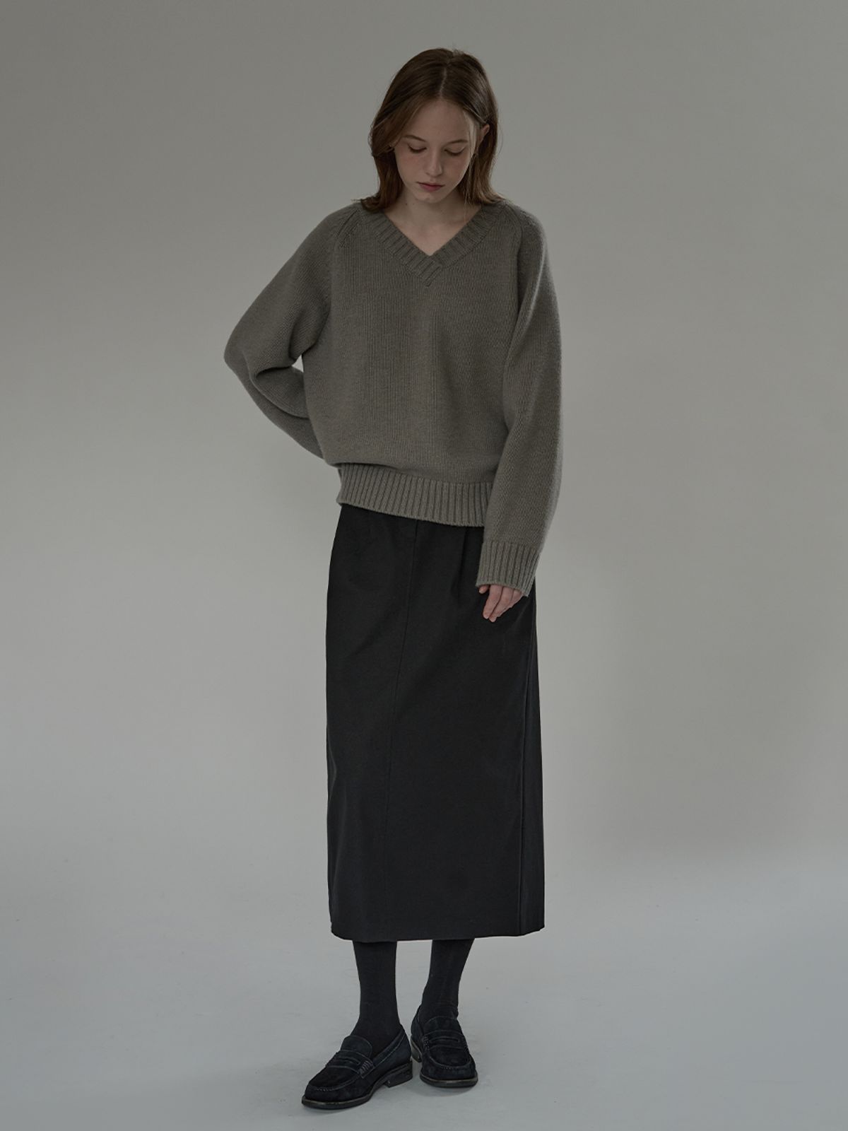 더미튼(THEMITTEN) [3rd] Cotton H-line skirt (black)
