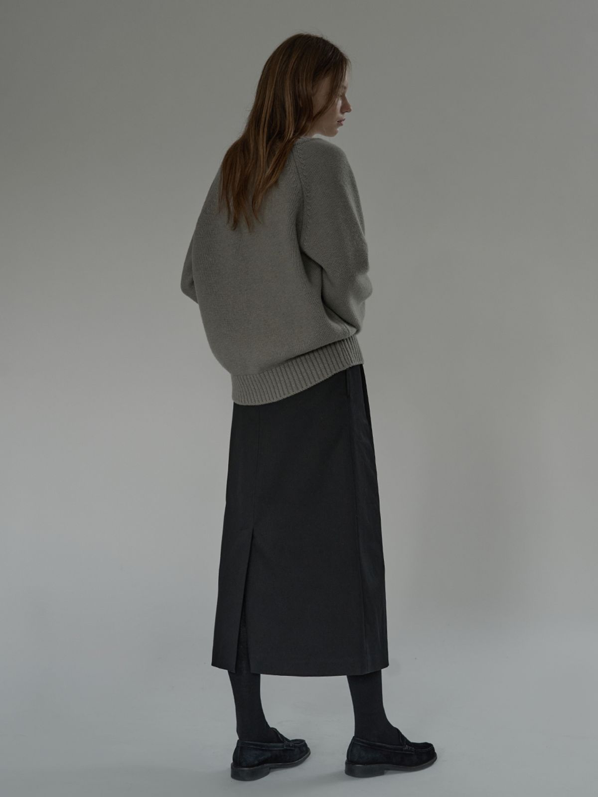 더미튼(THEMITTEN) [3rd] Cotton H-line skirt (black)