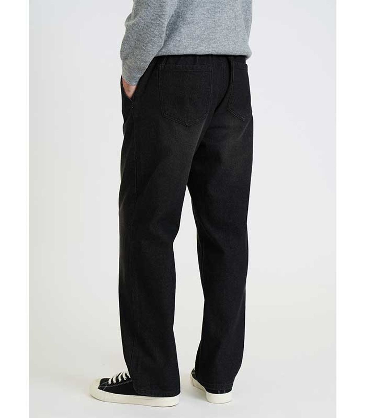 블랙브라운(BLACKBROWN) 와이드핏  밴딩 데님 팬츠 [WASHED BLACK]
