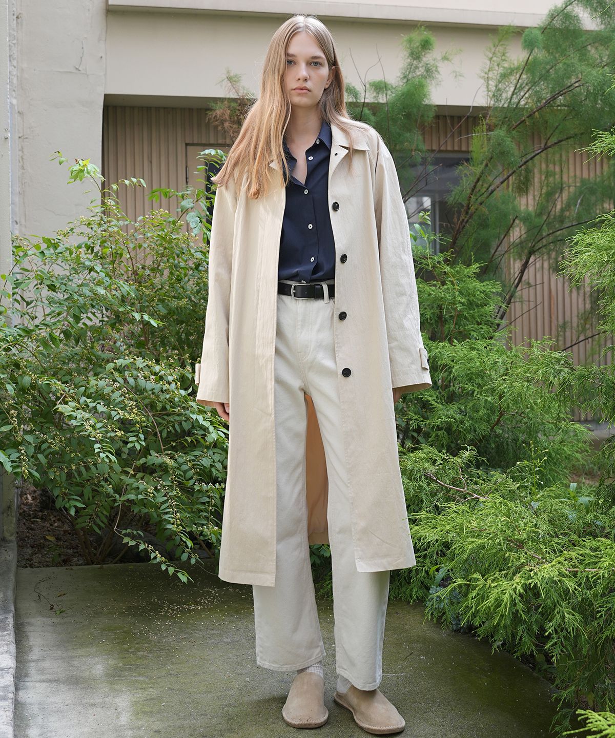 폴앤앨리스(PAUL&ALICE) HIDDEN BUTTON TRENCH COAT / BEIGE
