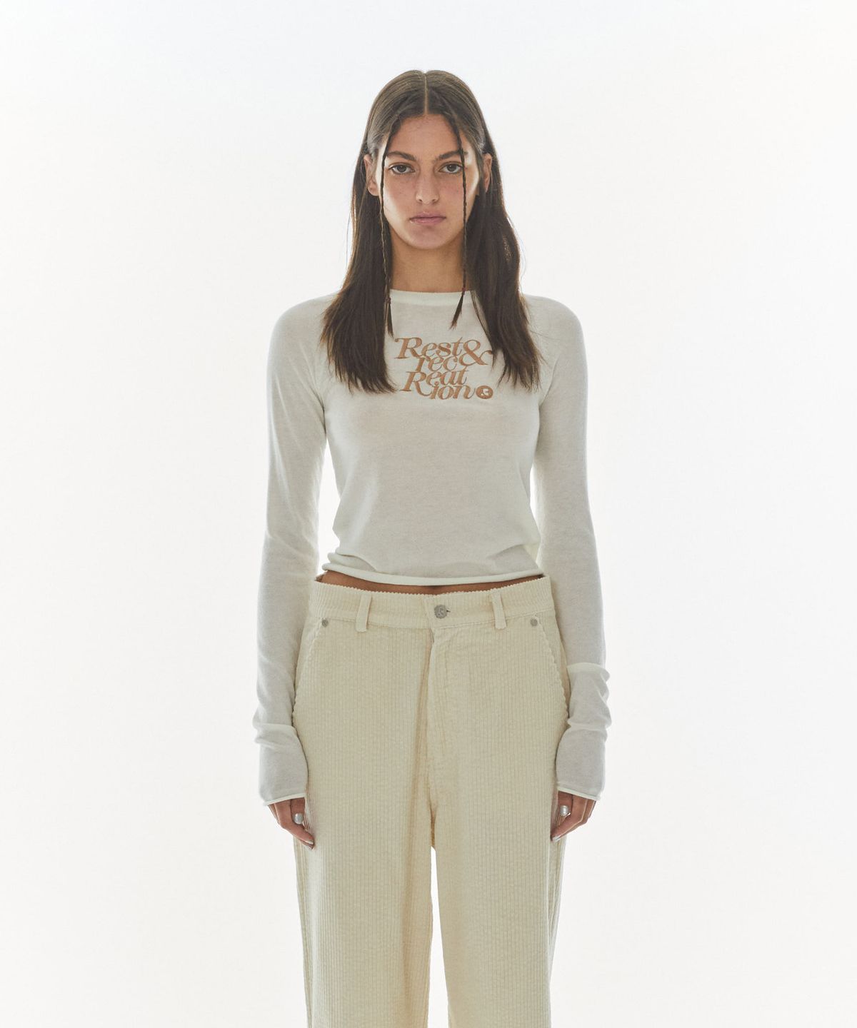 레스트앤레크레이션(REST&RECREATION) RAGLAN LONG SLEEVE KNIT - IVORY