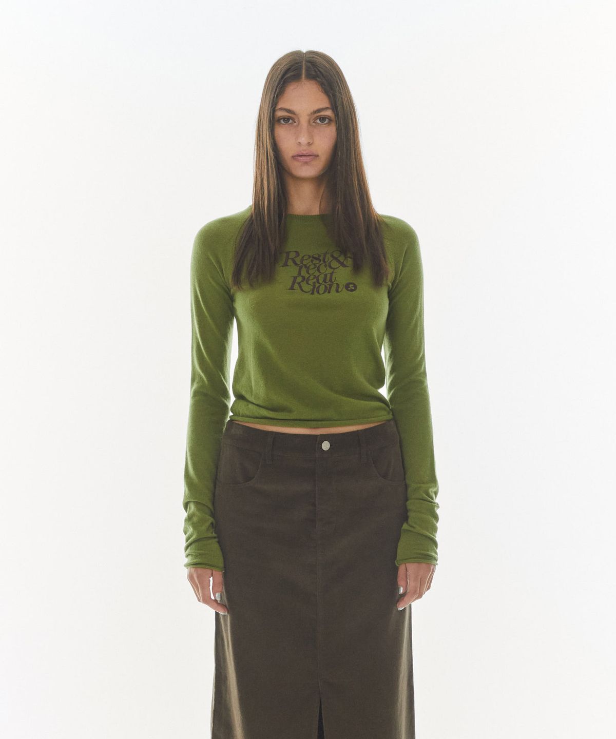 레스트앤레크레이션(REST&RECREATION) RAGLAN LONG SLEEVE KNIT - KHAKI