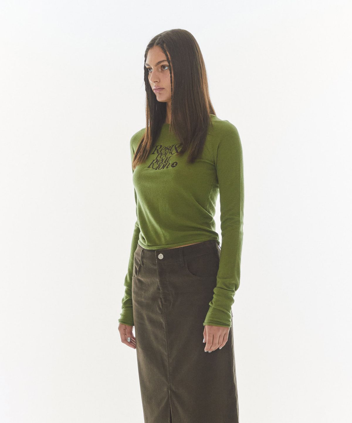 레스트앤레크레이션(REST&RECREATION) RAGLAN LONG SLEEVE KNIT - KHAKI