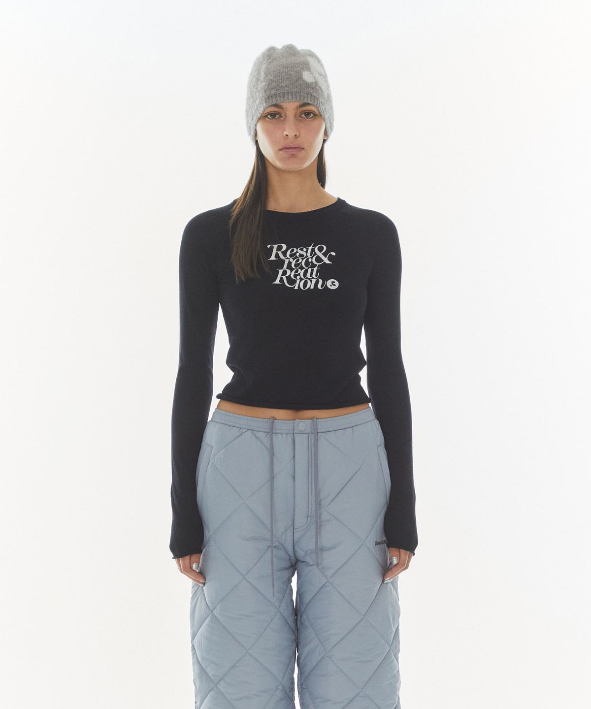 레스트앤레크레이션(REST&RECREATION) RAGLAN LONG SLEEVE KNIT - BLACK