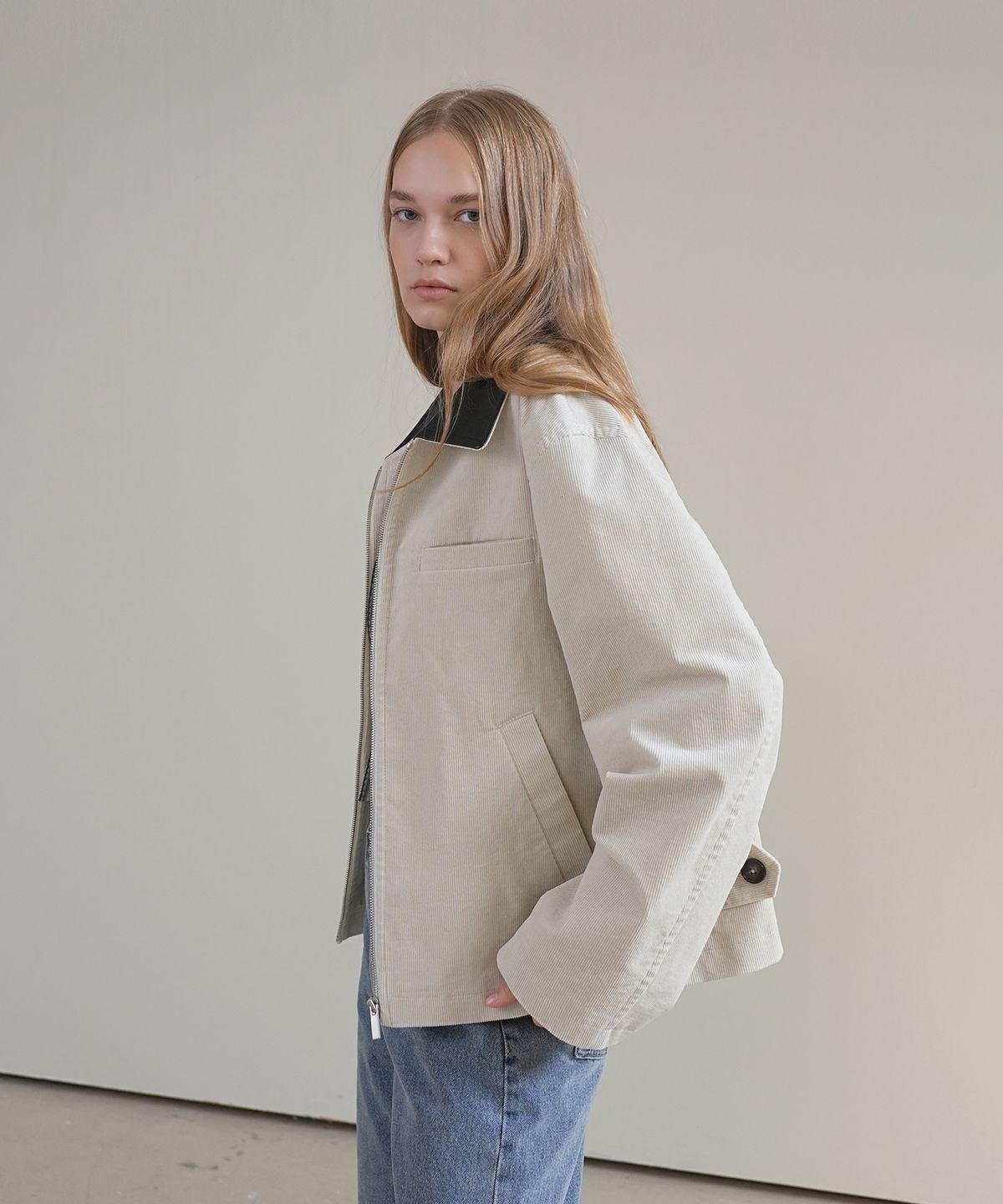 폴앤앨리스(PAUL&ALICE) CORDUROY ZIP-UP JACKET  / IVORY
