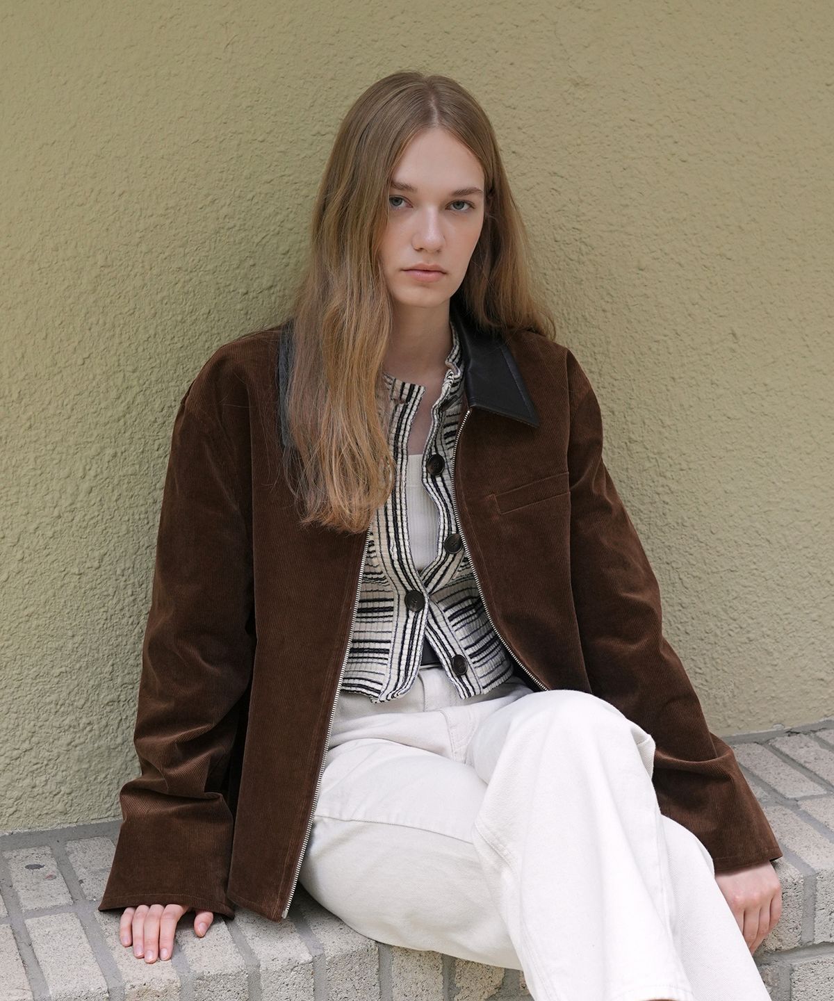 폴앤앨리스(PAUL&ALICE) CORDUROY ZIP-UP JACKET  / BROWN