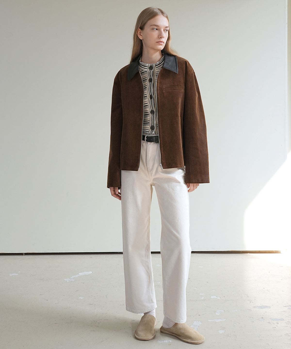 폴앤앨리스(PAUL&ALICE) CORDUROY ZIP-UP JACKET  / BROWN