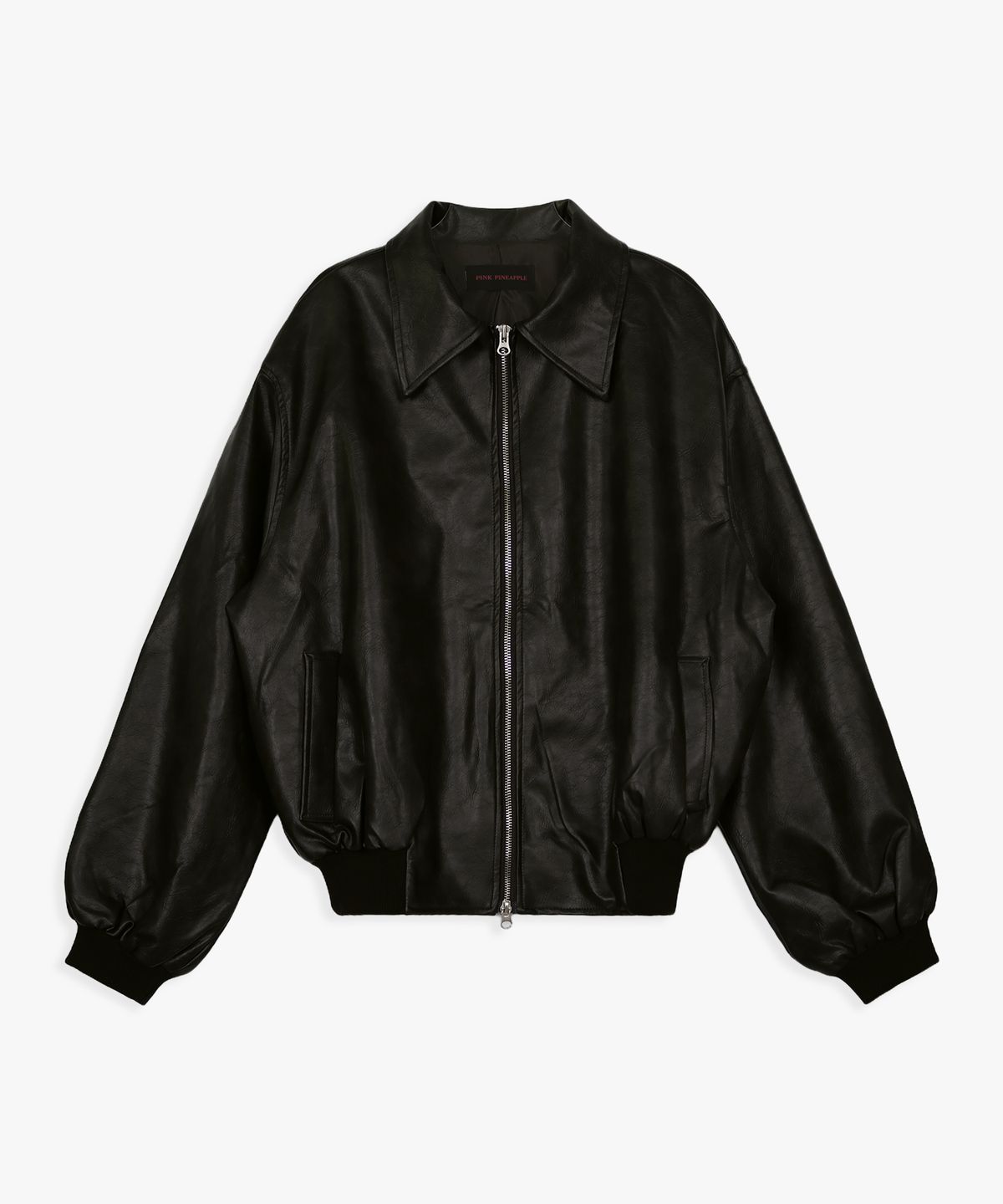 핑크파인애플(PINK PINEAPPLE) VEGAN LEATHER BOMBER JACKET_BLACK