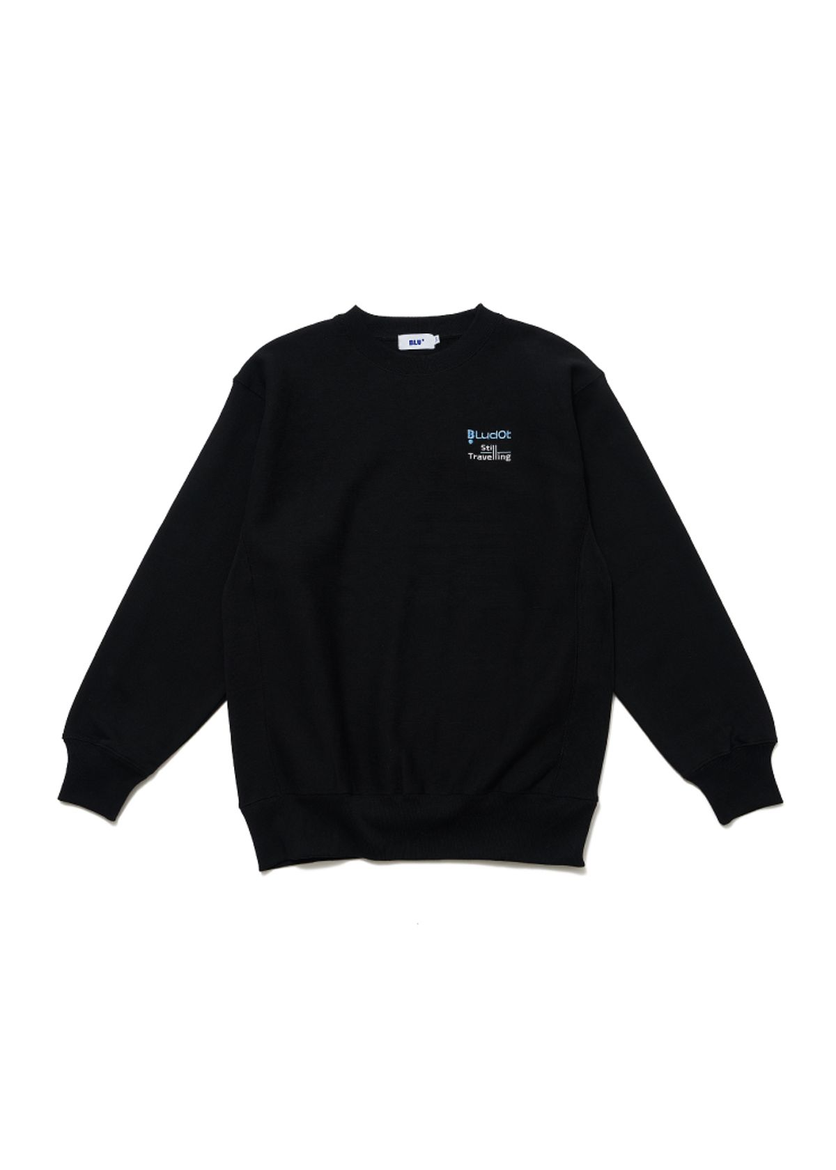 블루닷(BLUDOT) 그래픽 자수 스웻셔츠_BK (MEN)