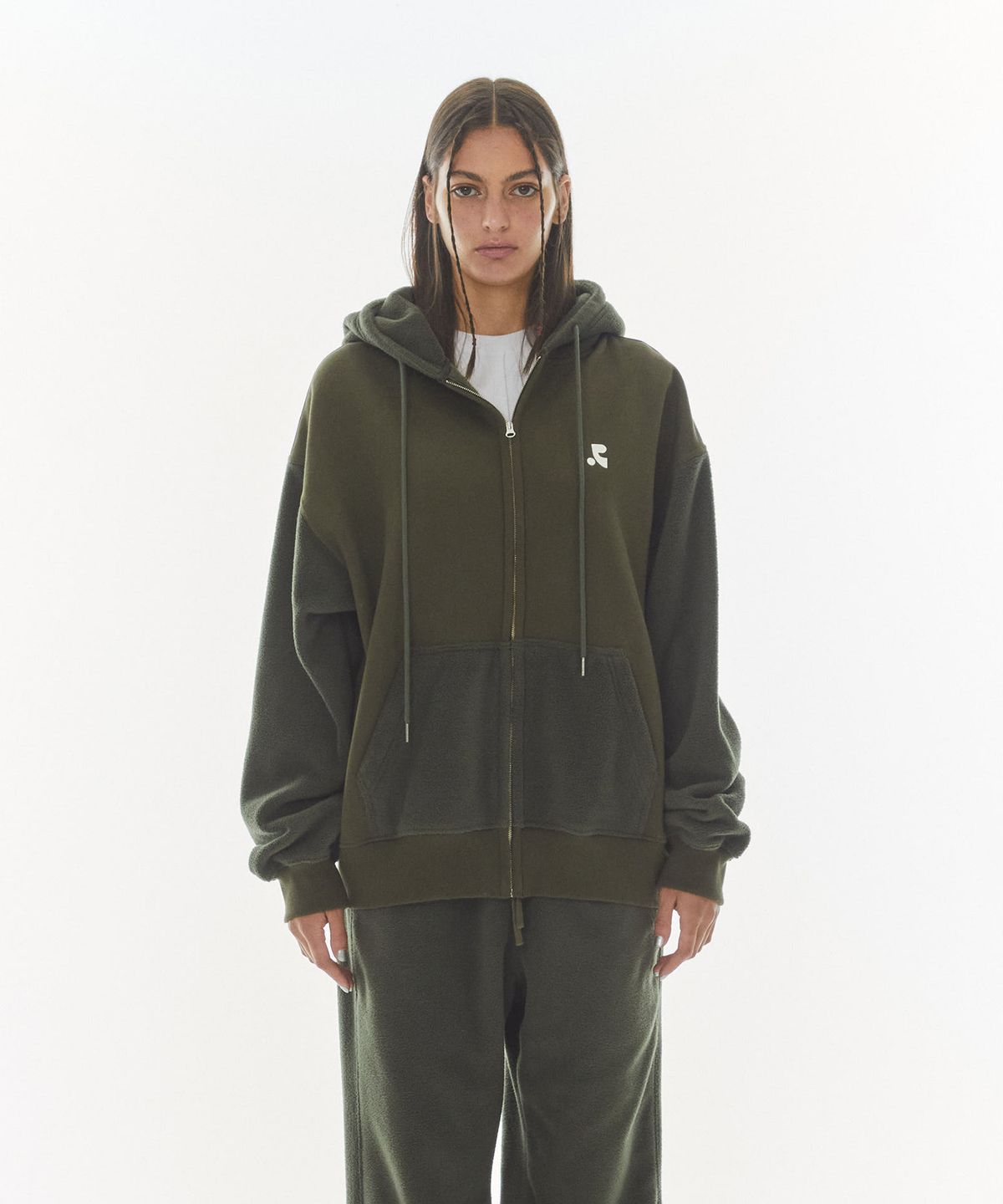 레스트앤레크레이션(REST&RECREATION) COLORATION FLEECE HOOD ZIP-UP - KHAKI