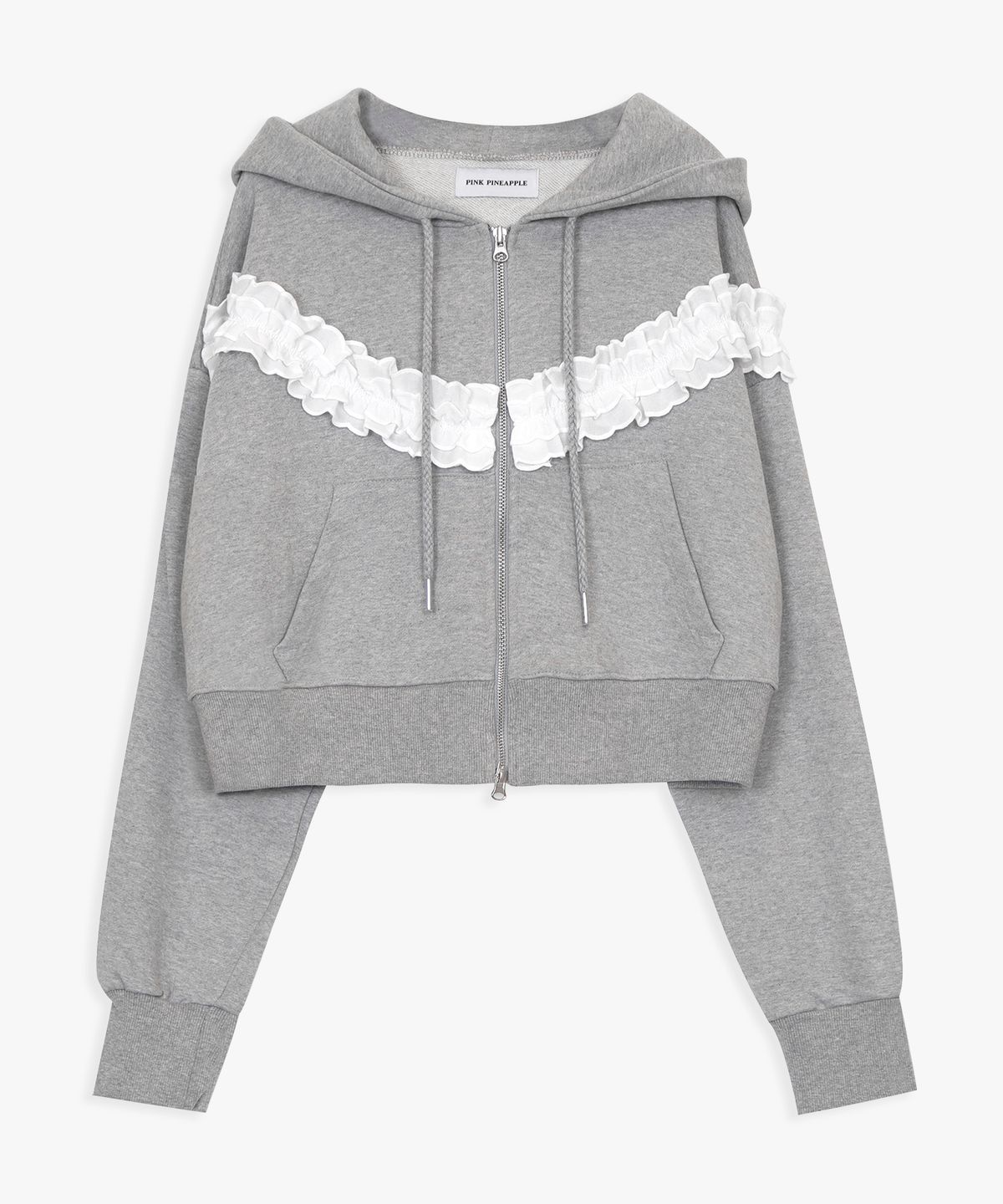 핑크파인애플(PINK PINEAPPLE) FRILL HOODED ZIP UP _GREY