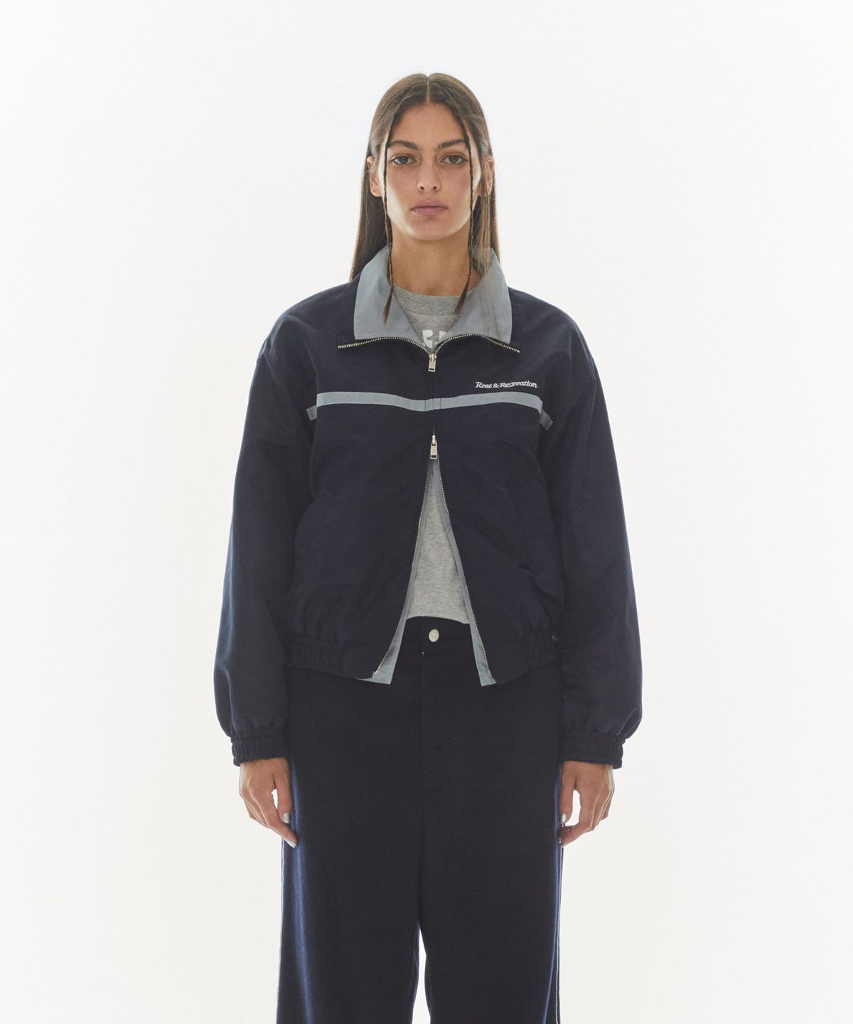 레스트앤레크레이션(REST&RECREATION) LAYERED NYLON JACKET - NAVY