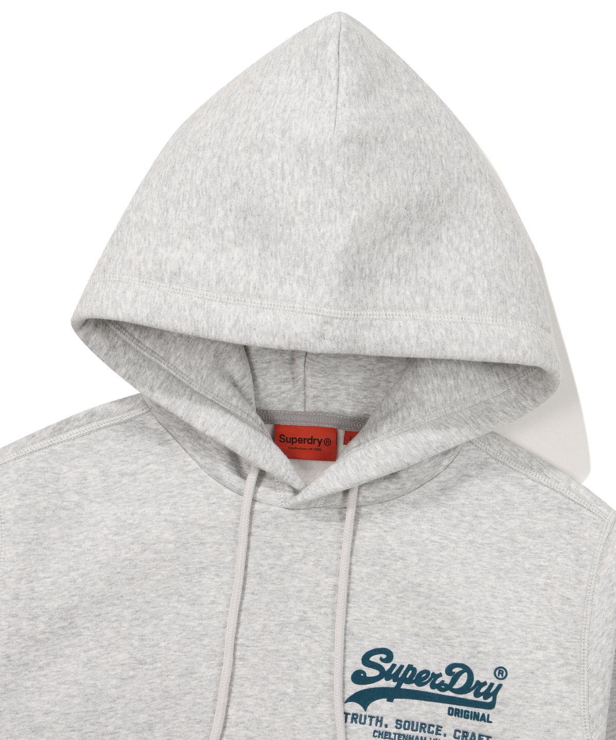 슈퍼드라이(SUPERDRY) 빈티지 스몰 로고 후드 티셔츠 멜란지 그레이