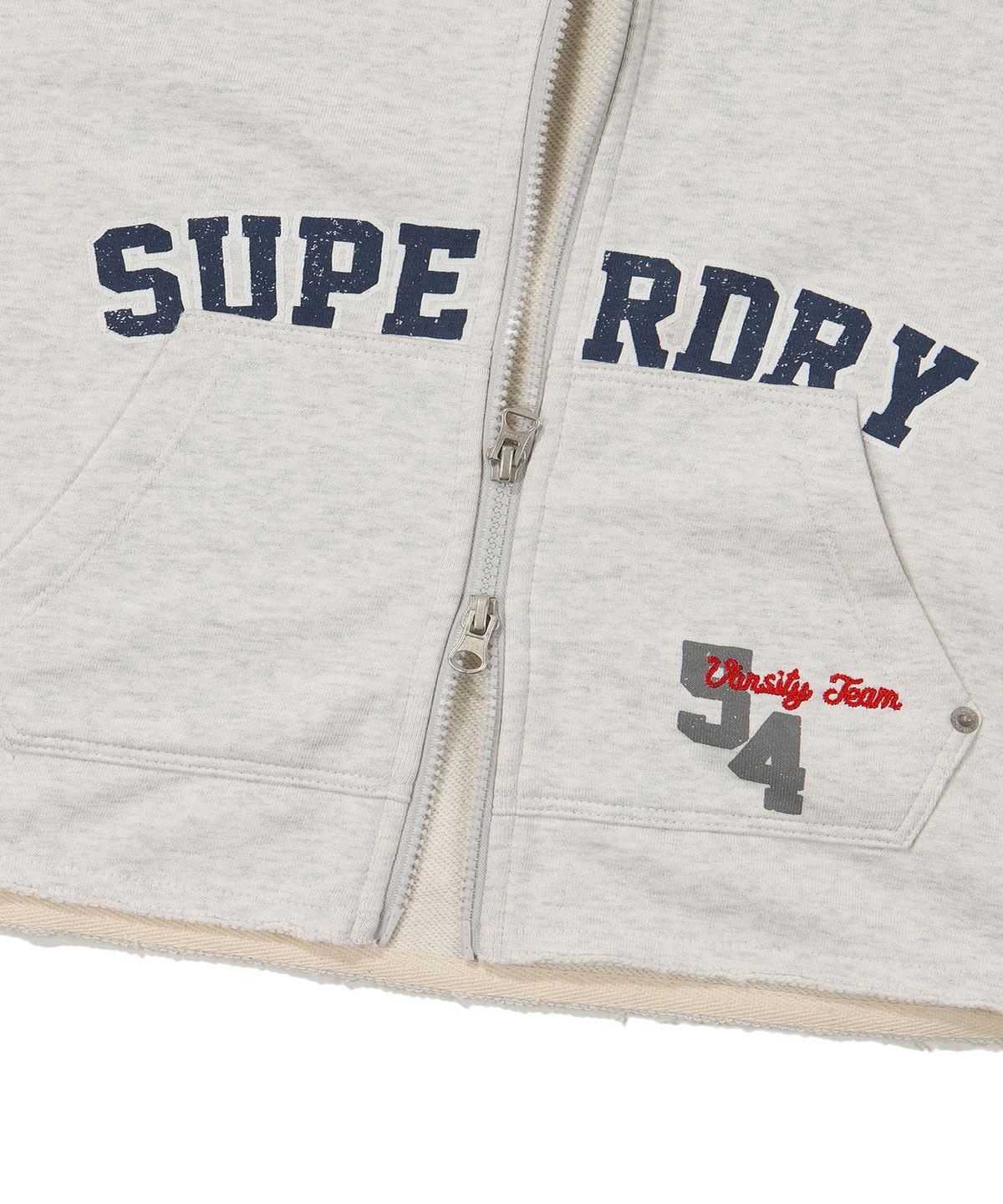슈퍼드라이(SUPERDRY) W 바시티 스트링 크롭 후드 집업 라이트 그레이