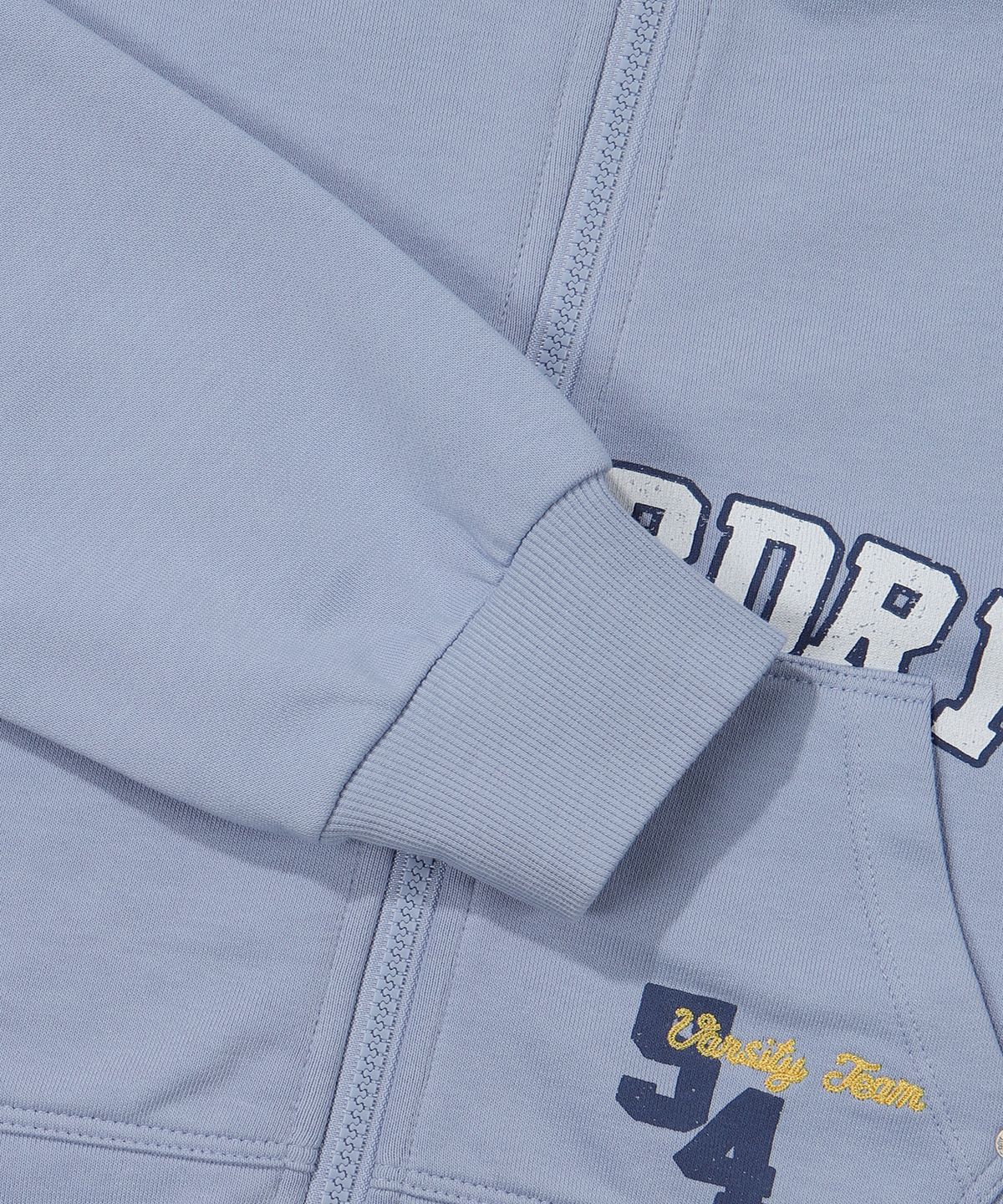 슈퍼드라이(SUPERDRY) W 바시티 스트링 크롭 후드 집업 라이트 블루