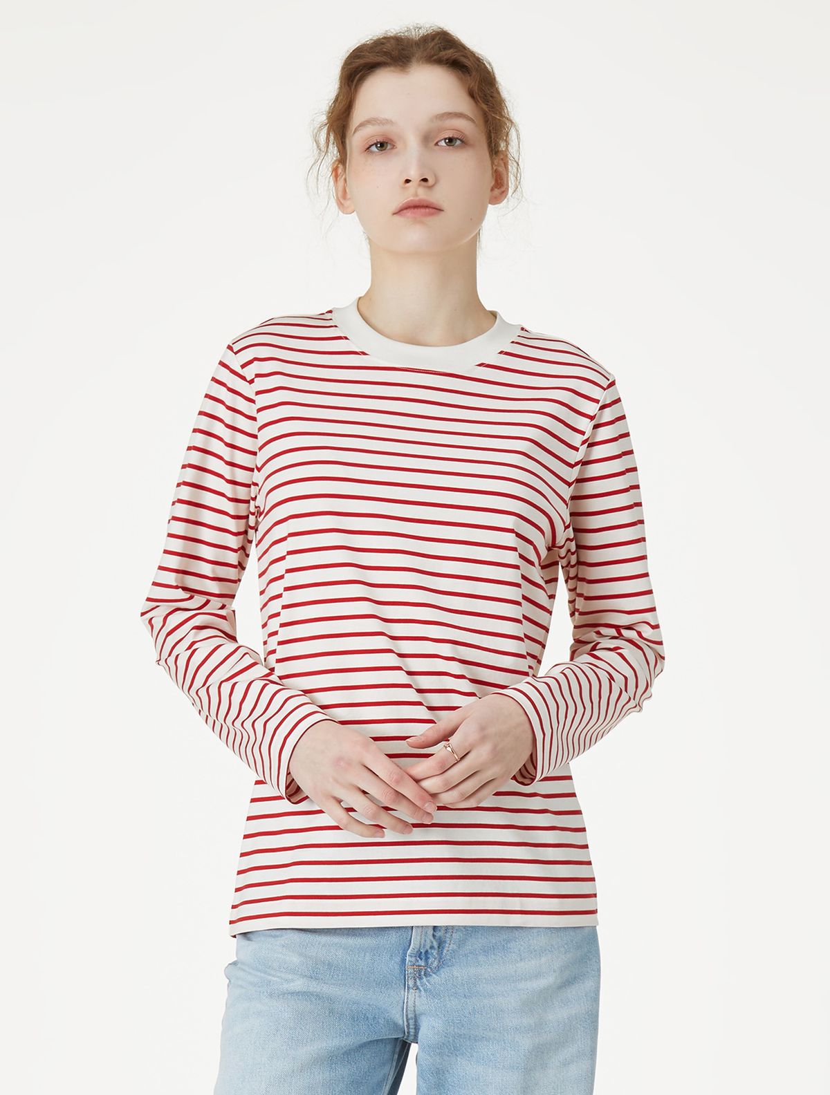 와이잭(YJACK) W_스트라이프 클래식 핏 긴소매 티셔츠 (180gsm) LJT1940LS