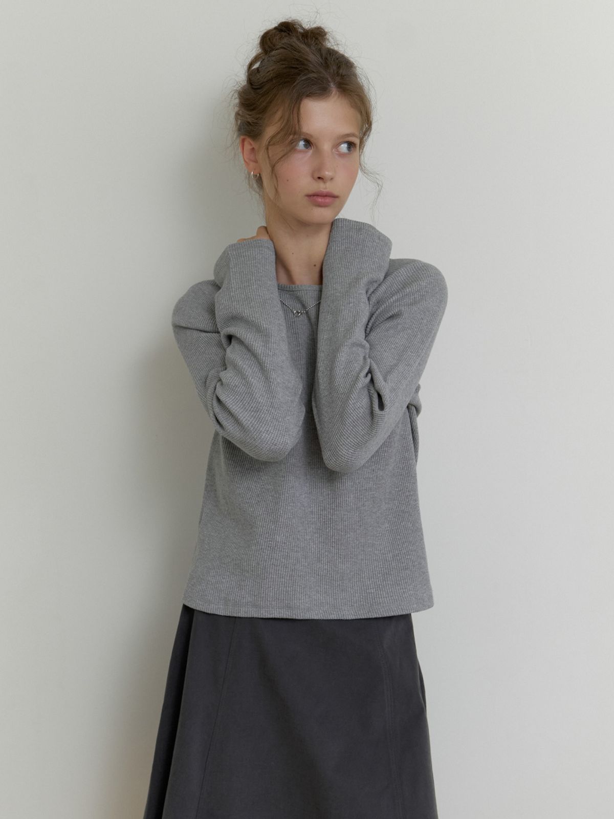 더미튼(THEMITTEN) [4th] Raglan waffle t-shirt (gray)