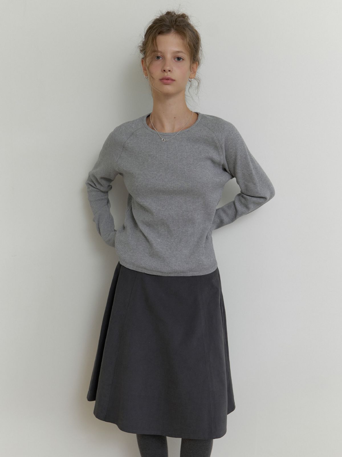 더미튼(THEMITTEN) [4th] Raglan waffle t-shirt (gray)