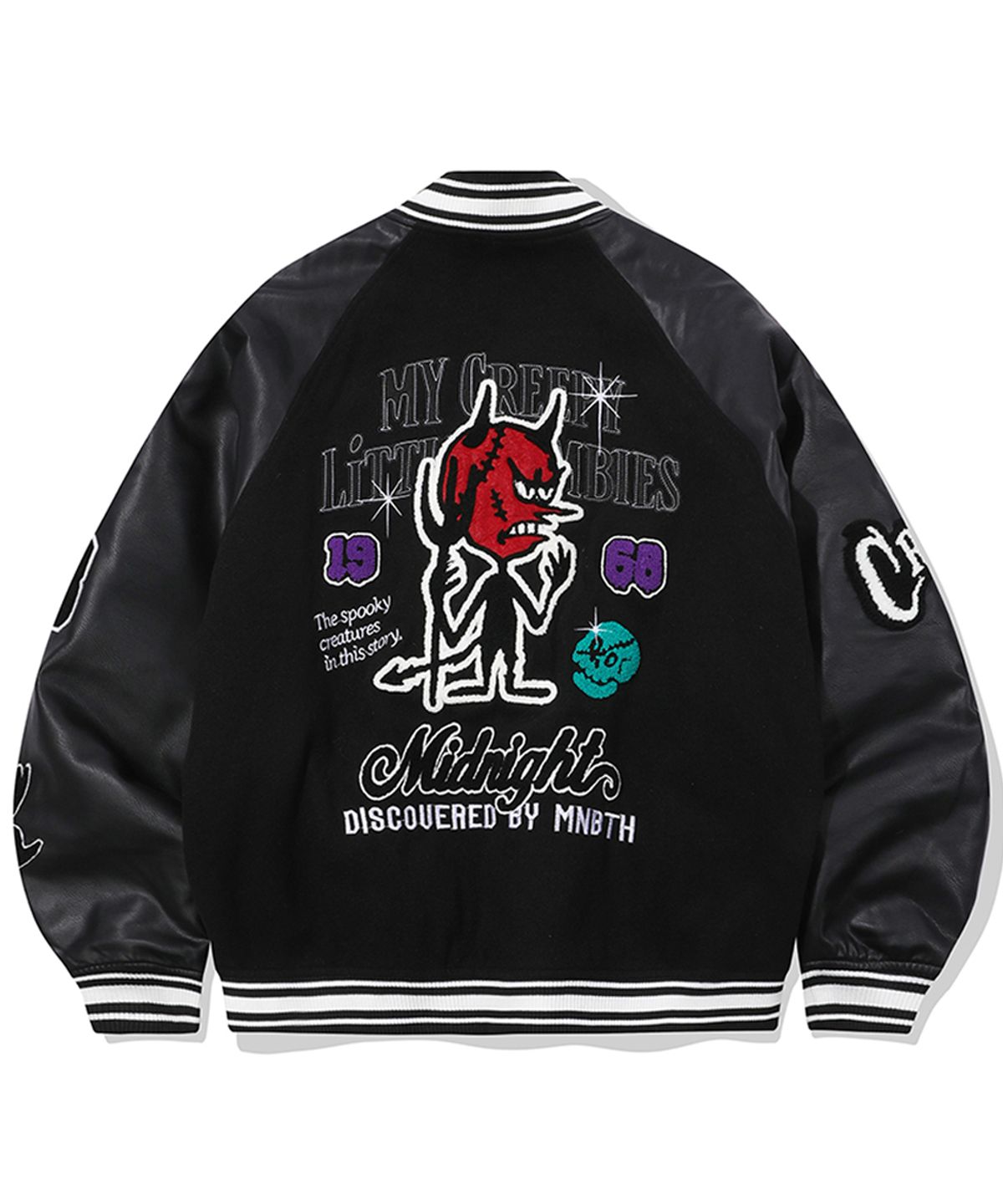 메인부스(MAINBOOTH) Creepy Devil Varsity Jacket(BLACK)