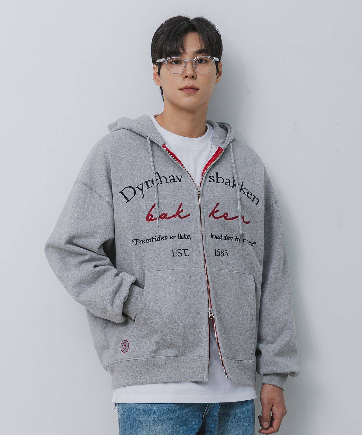 바켄(BAKKEN) 컬러 포인트 레터링 2WAY 후드집업 BK7984_그레이