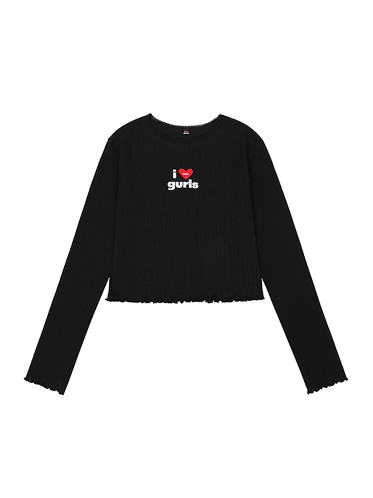 에즈이프 캘리(ASIF CALIE) GURLS CROP LACE LONG SLEEVE T-SHIRT BLACK