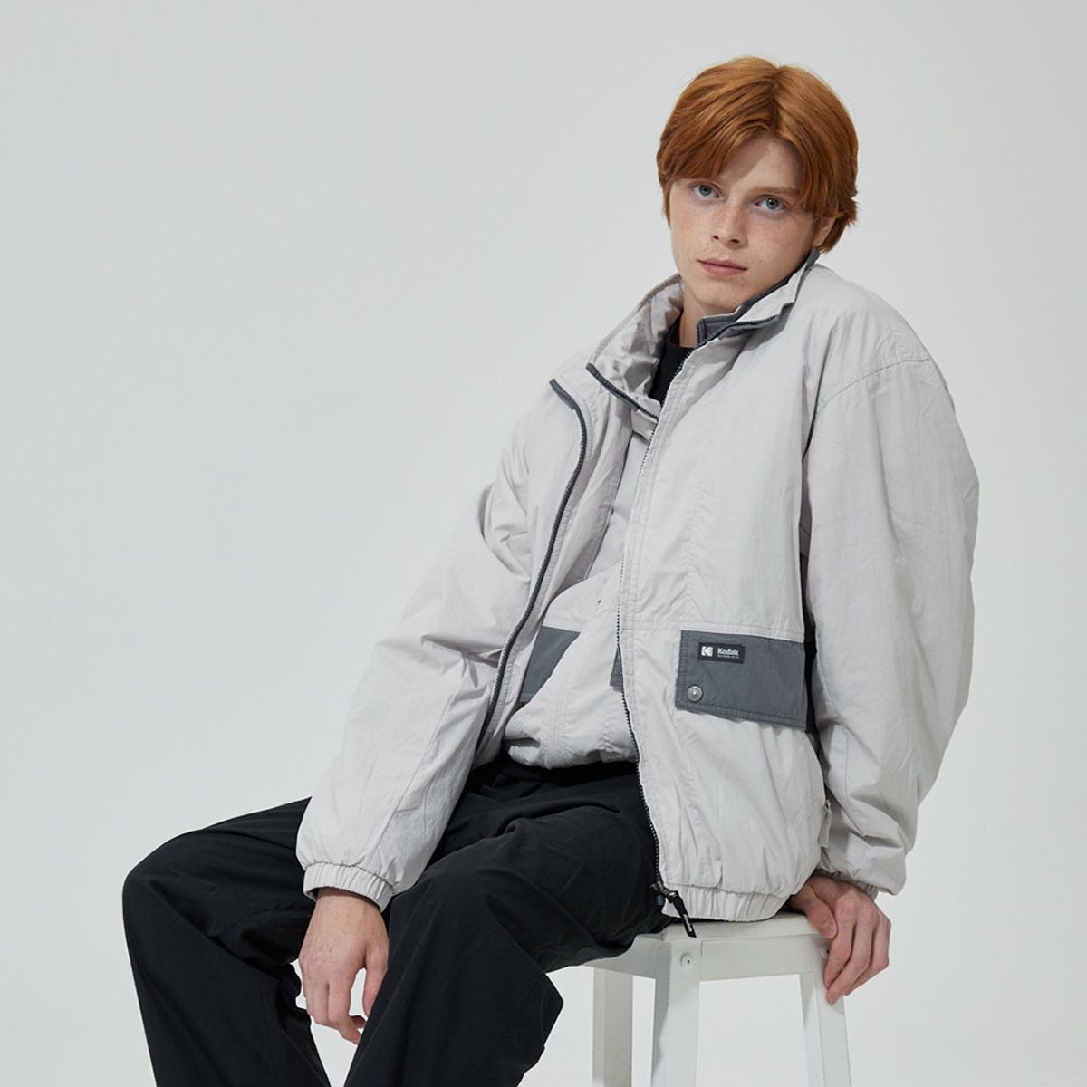 코닥(KODAK) 가먼트워싱 패딩 자켓 LIGHT GREY
