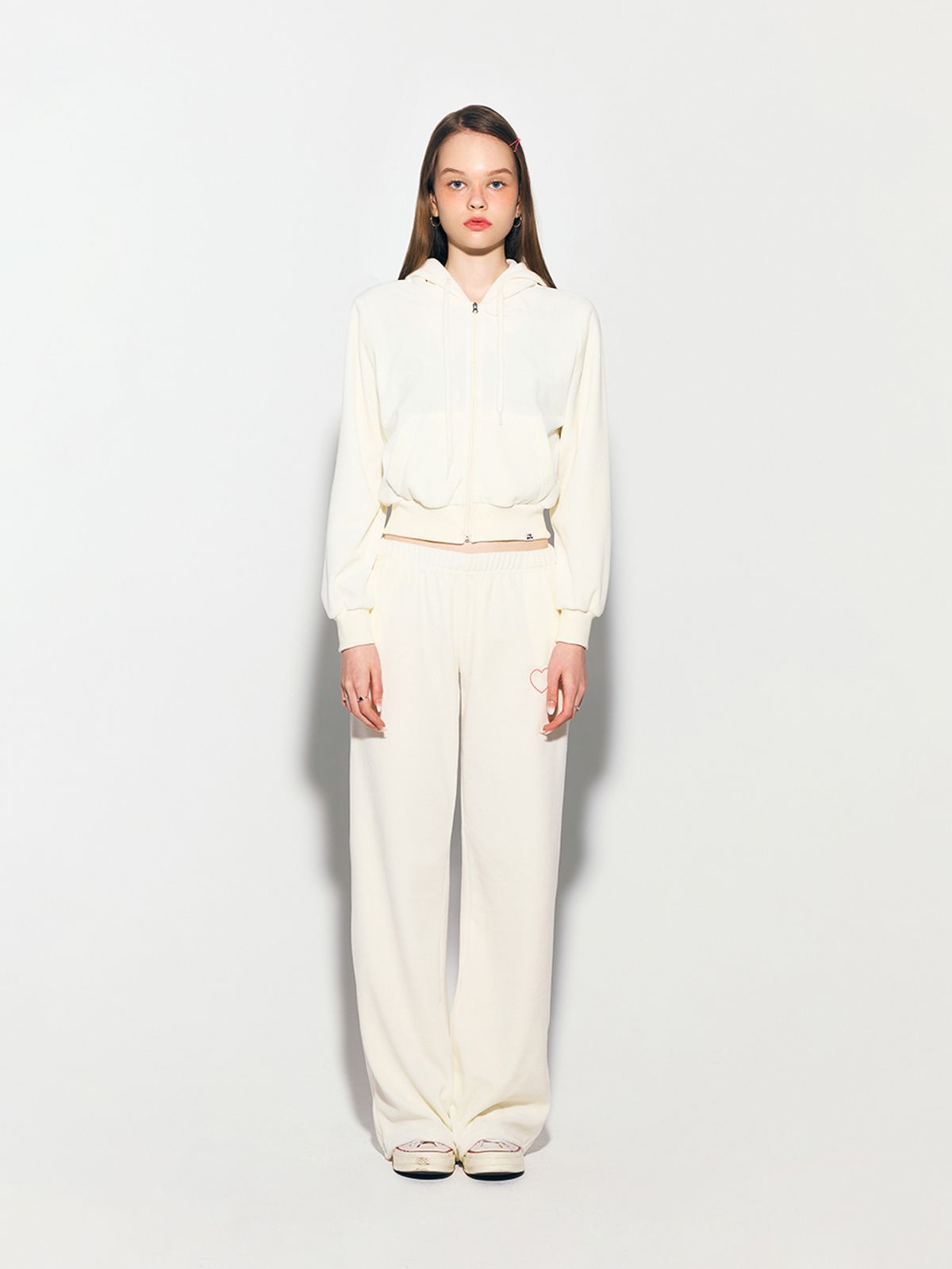 에즈이프 캘리(ASIF CALIE) GURLS BASIC TERRY HOOD ZIPUP IVORY