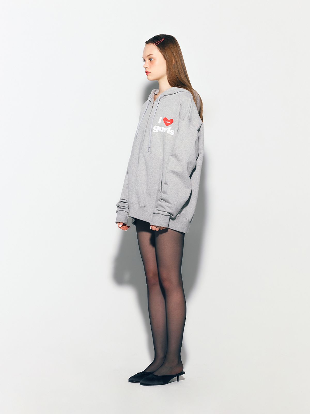 에즈이프 캘리(ASIF CALIE) GURLS OVERSIZED HOOD ZIPUP GRAY
