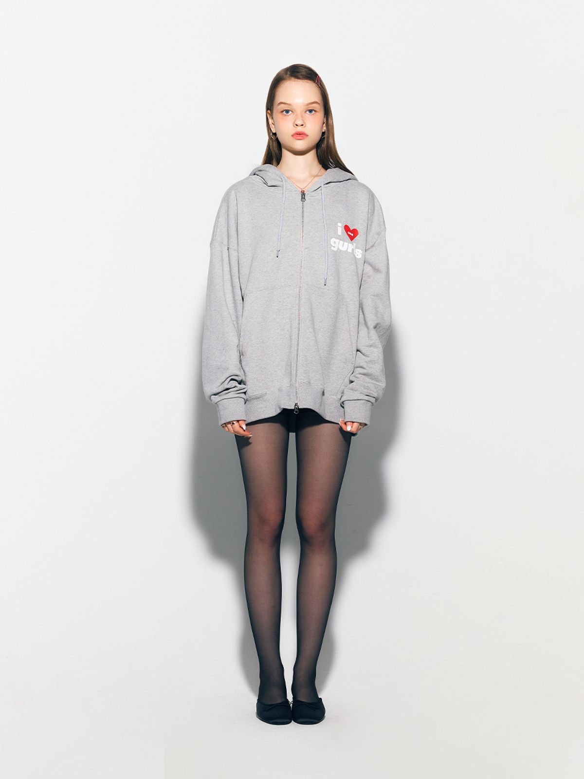 에즈이프 캘리(ASIF CALIE) GURLS OVERSIZED HOOD ZIPUP GRAY