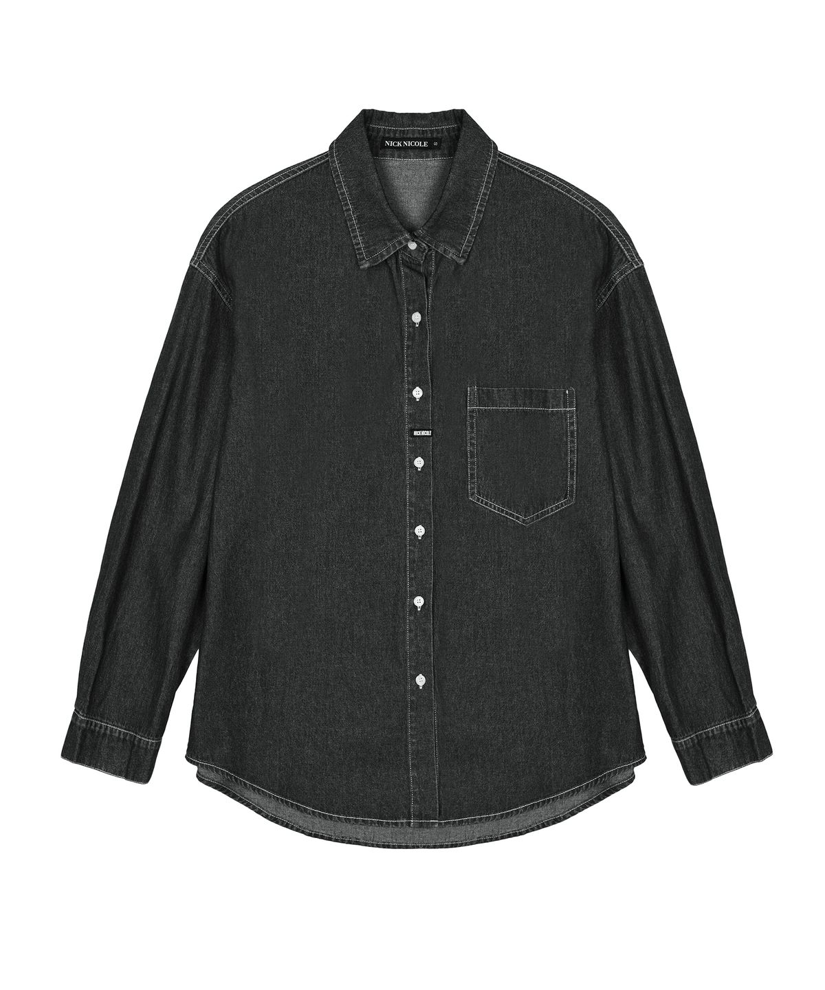 닉앤니콜(NICK&NICOLE) MINIMAL CLASSIC DENIM SHIRTS_BLACK