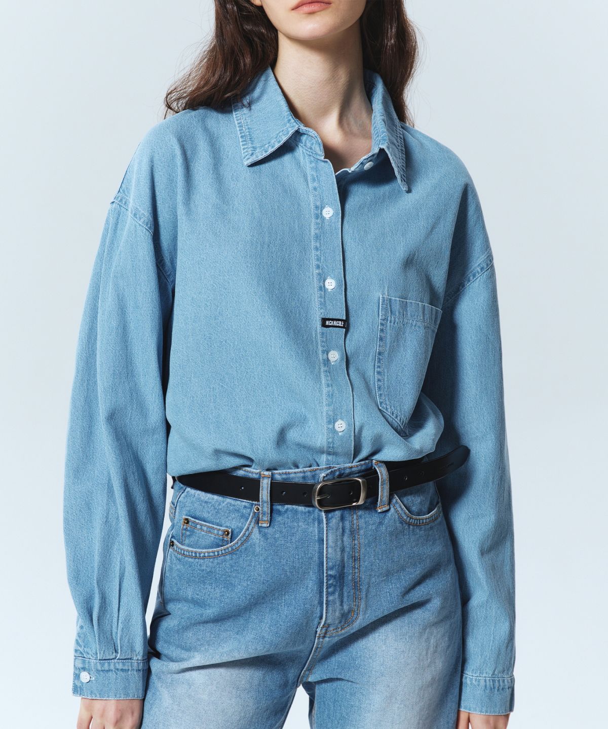 닉앤니콜(NICK&NICOLE) MINIMAL CLASSIC DENIM SHIRTS_LIGHT BLUE