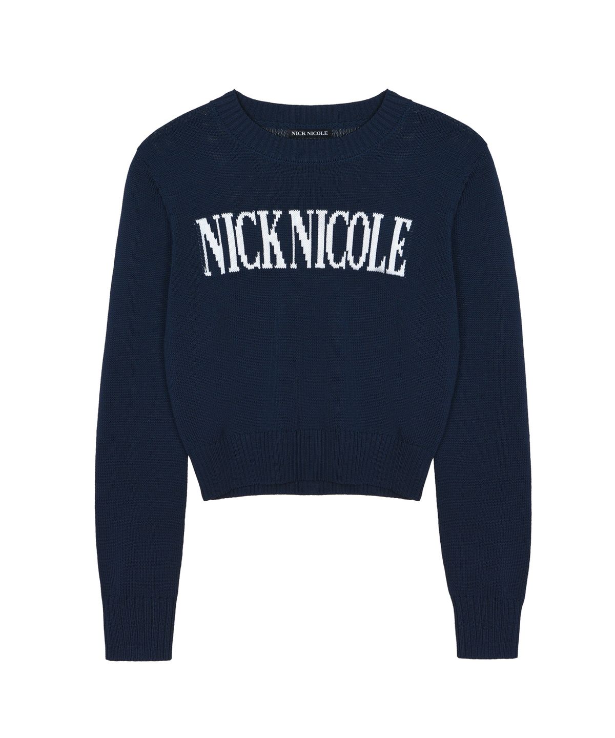닉앤니콜(NICK&NICOLE) NICOLE LETTERING JAQUARD KNIT_NAVY
