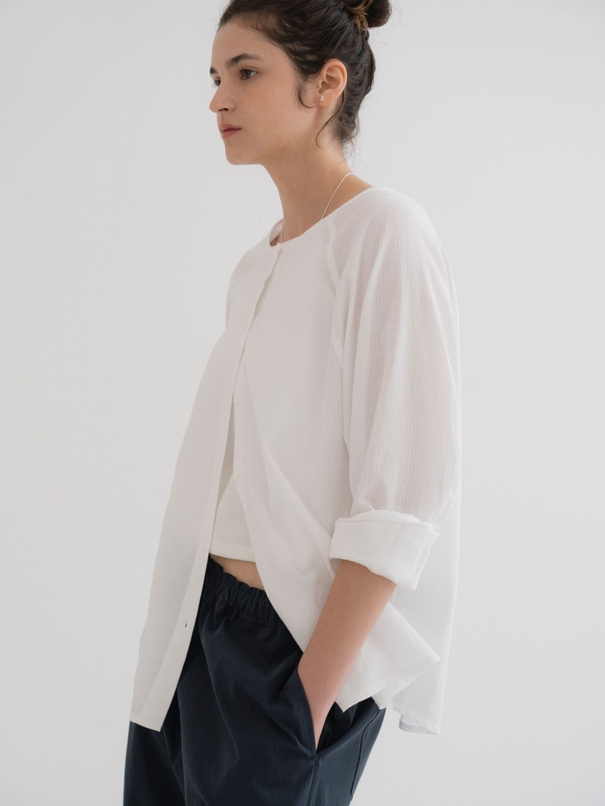 더미튼(THEMITTEN) [11th] Paper cotton blouse (white)