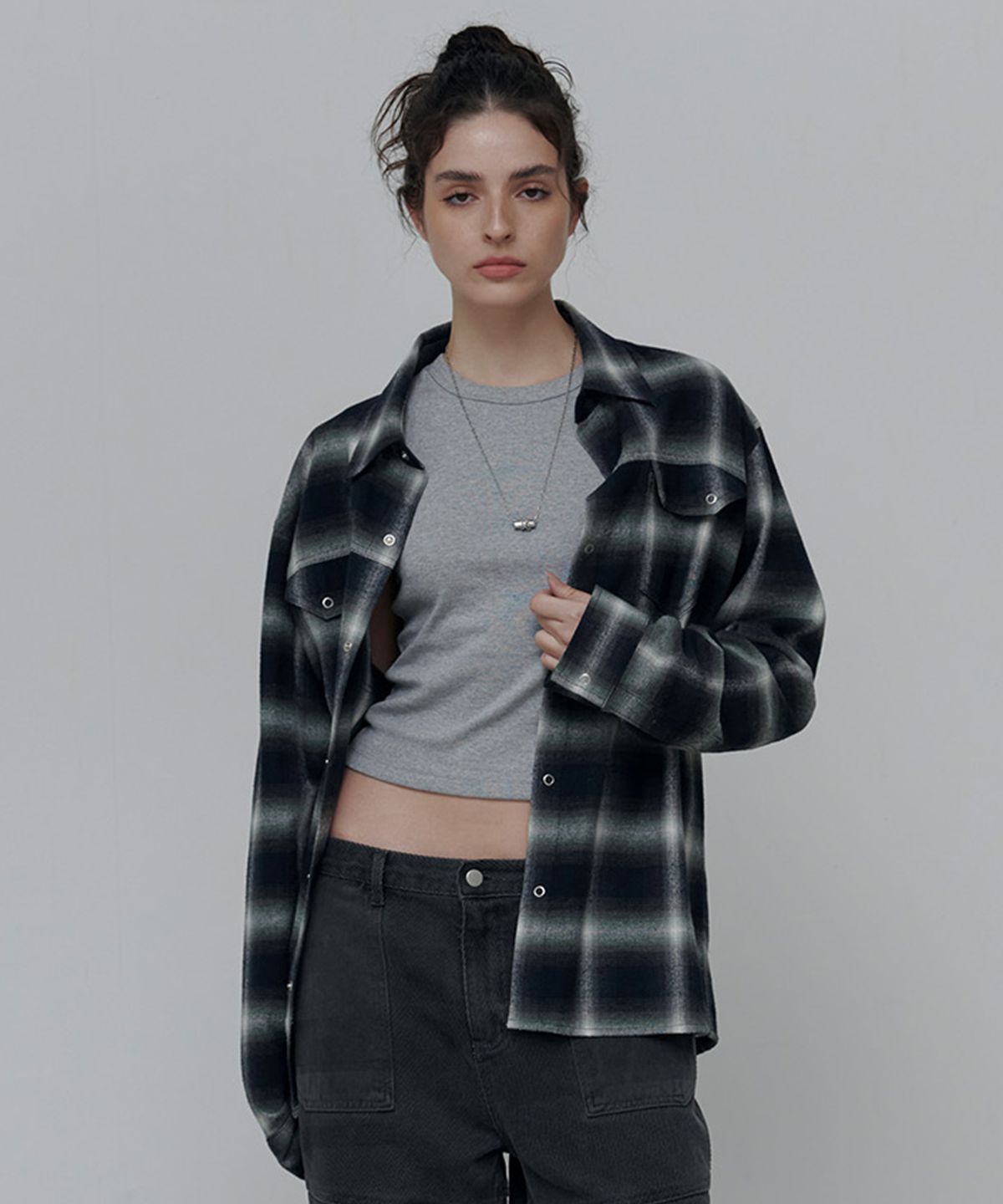 애니타임로릭(ANYTIME LOREAK) VIOLA CHECK SHIRT-GREEN(W)