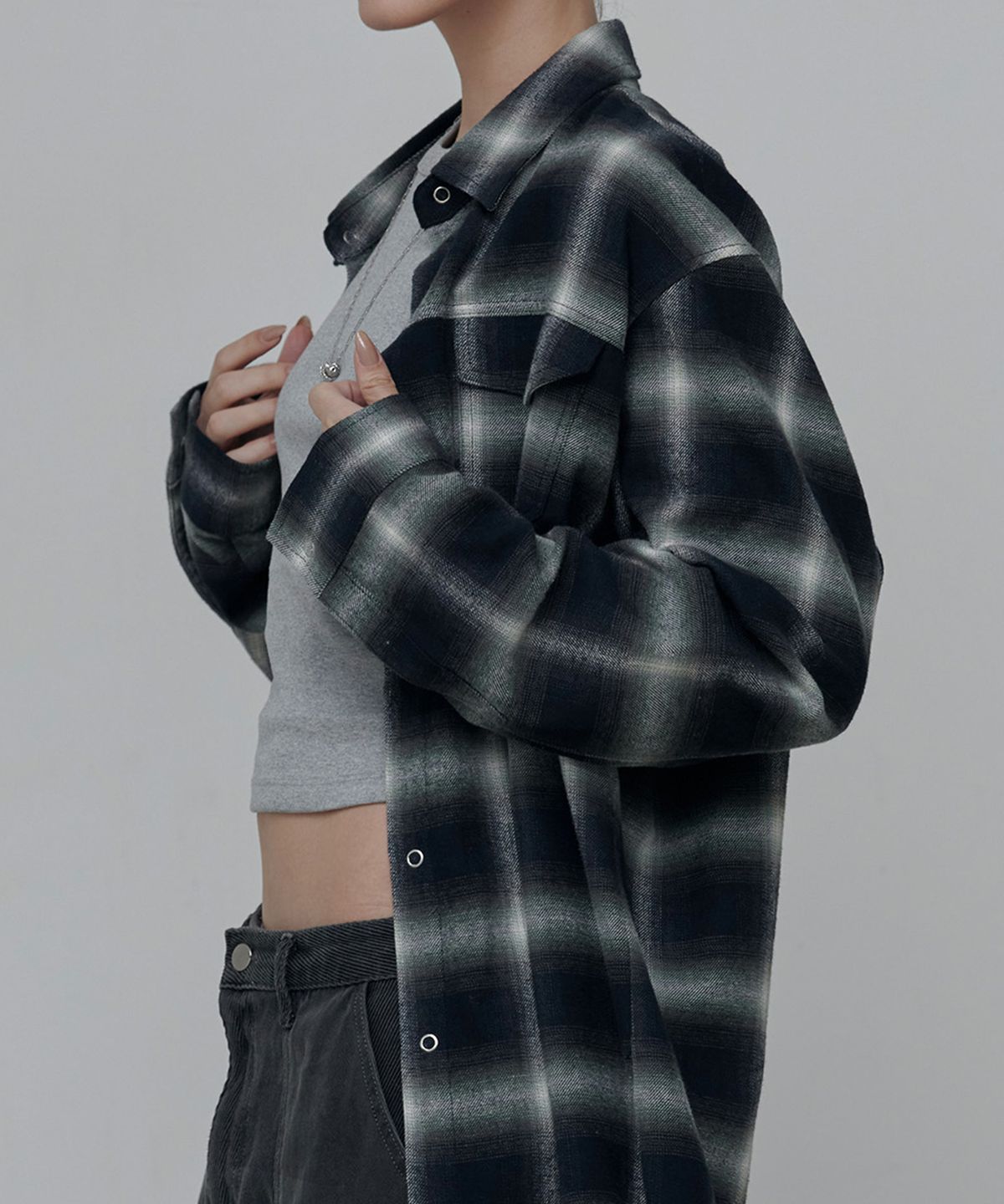 애니타임로릭(ANYTIME LOREAK) VIOLA CHECK SHIRT-GREEN(W)