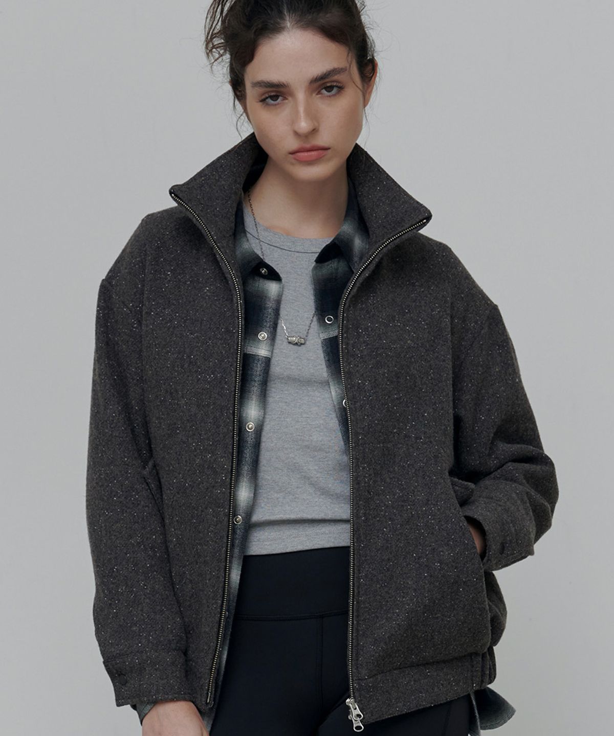 애니타임로릭(ANYTIME LOREAK) CANDY HARRINGTON JACKET-BROWN(W)