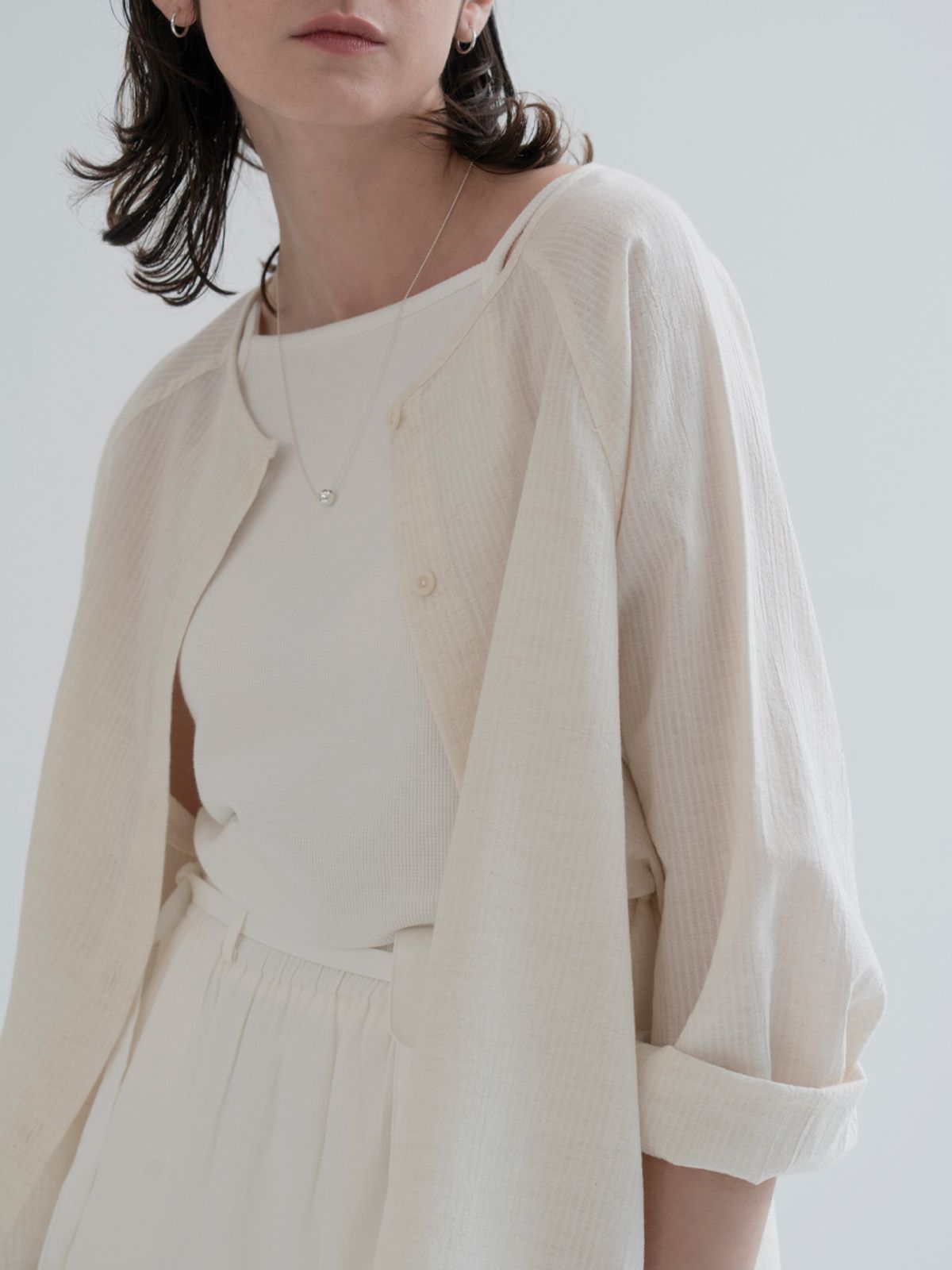 더미튼(THEMITTEN) [15th] Paper cotton blouse (natural)