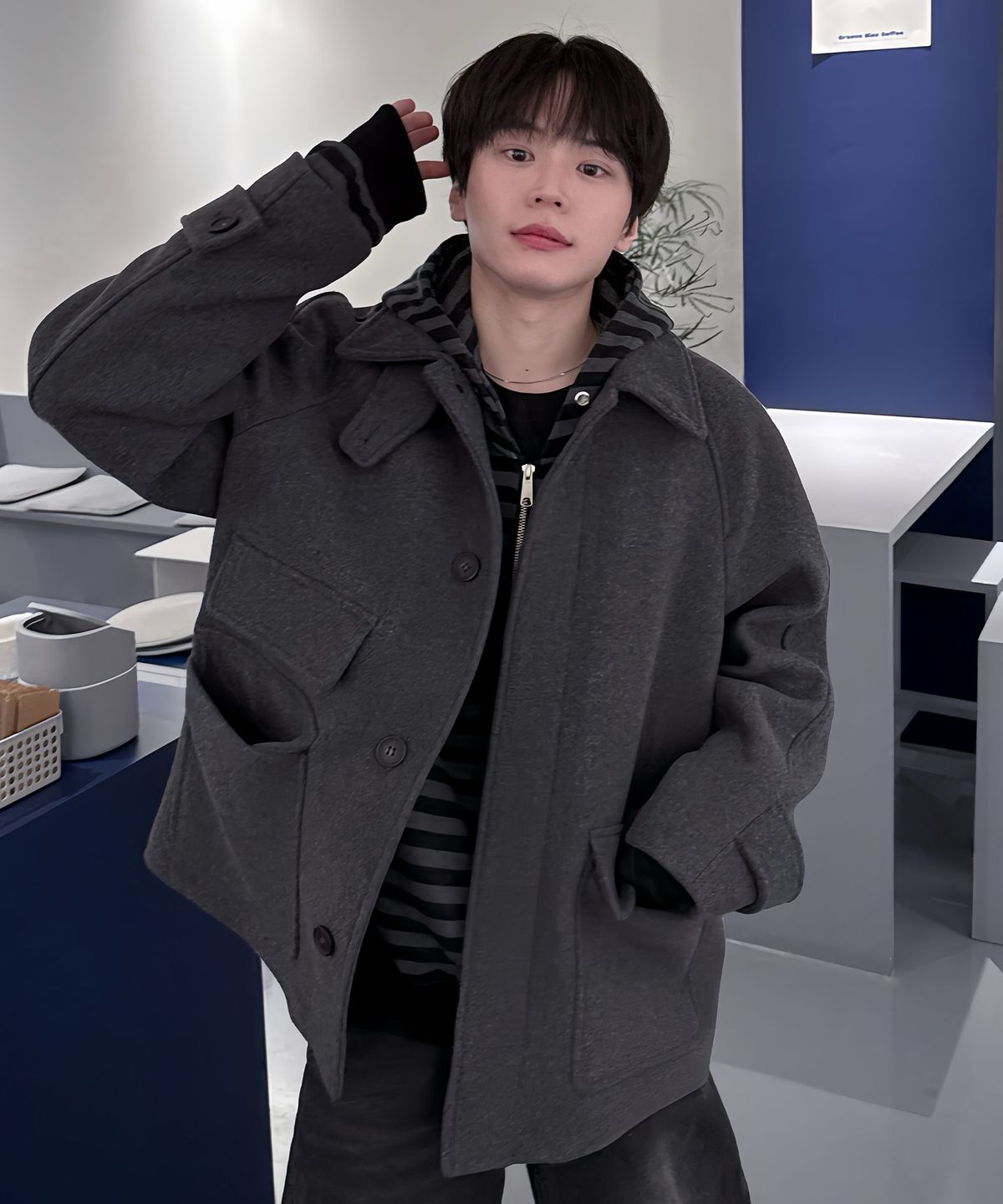 마인드브릿지(MINDBRIDGE) 두굿_[COUTURE]울 혼방 하프 발마칸 코트 - 2color