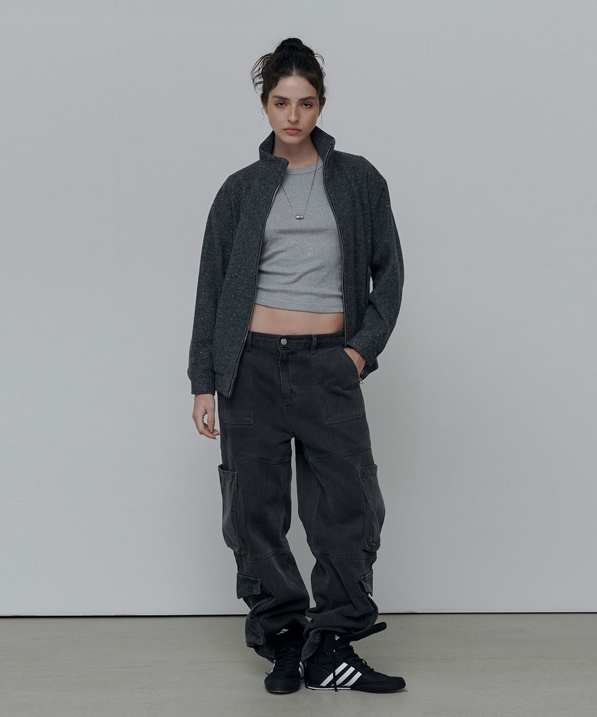 애니타임로릭(ANYTIME LOREAK) CANDY HARRINGTON JACKET-CHARCOAL(W)