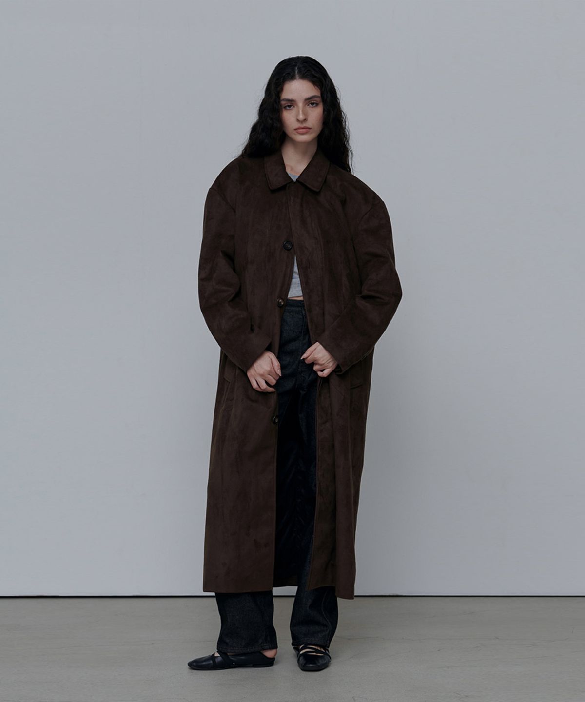 애니타임로릭(ANYTIME LOREAK) DAHLIA MAC COAT-BROWN(SUEDE)(W)