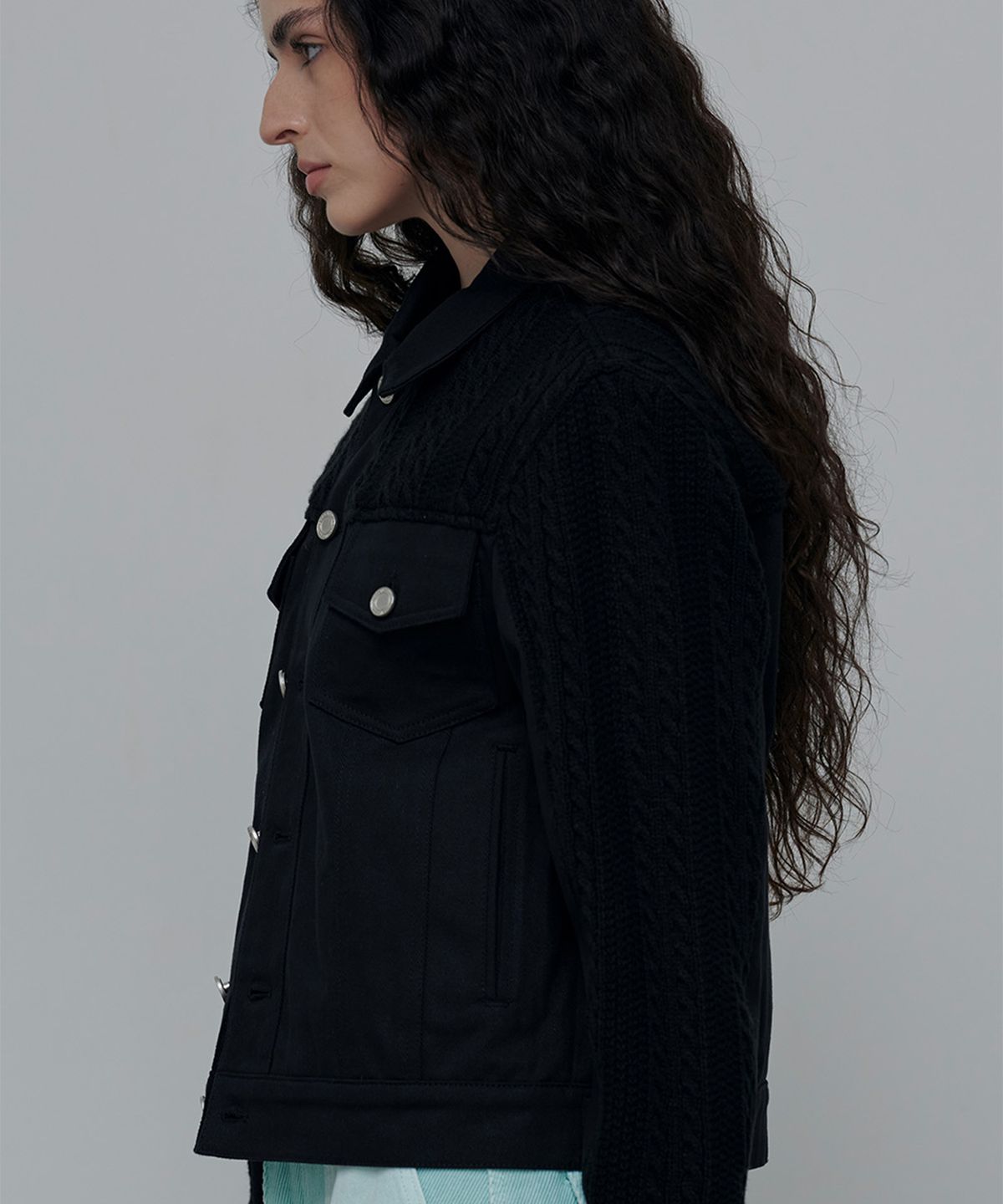 애니타임로릭(ANYTIME LOREAK) Zinnia Mix Jacket-Black (W)