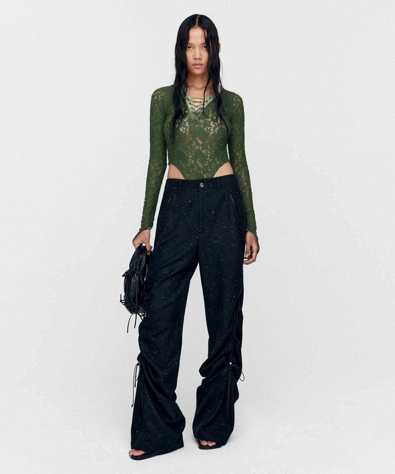MUSINSA公式 | ANDERSSON BELL Nap Wool Lace Up Wide Pants