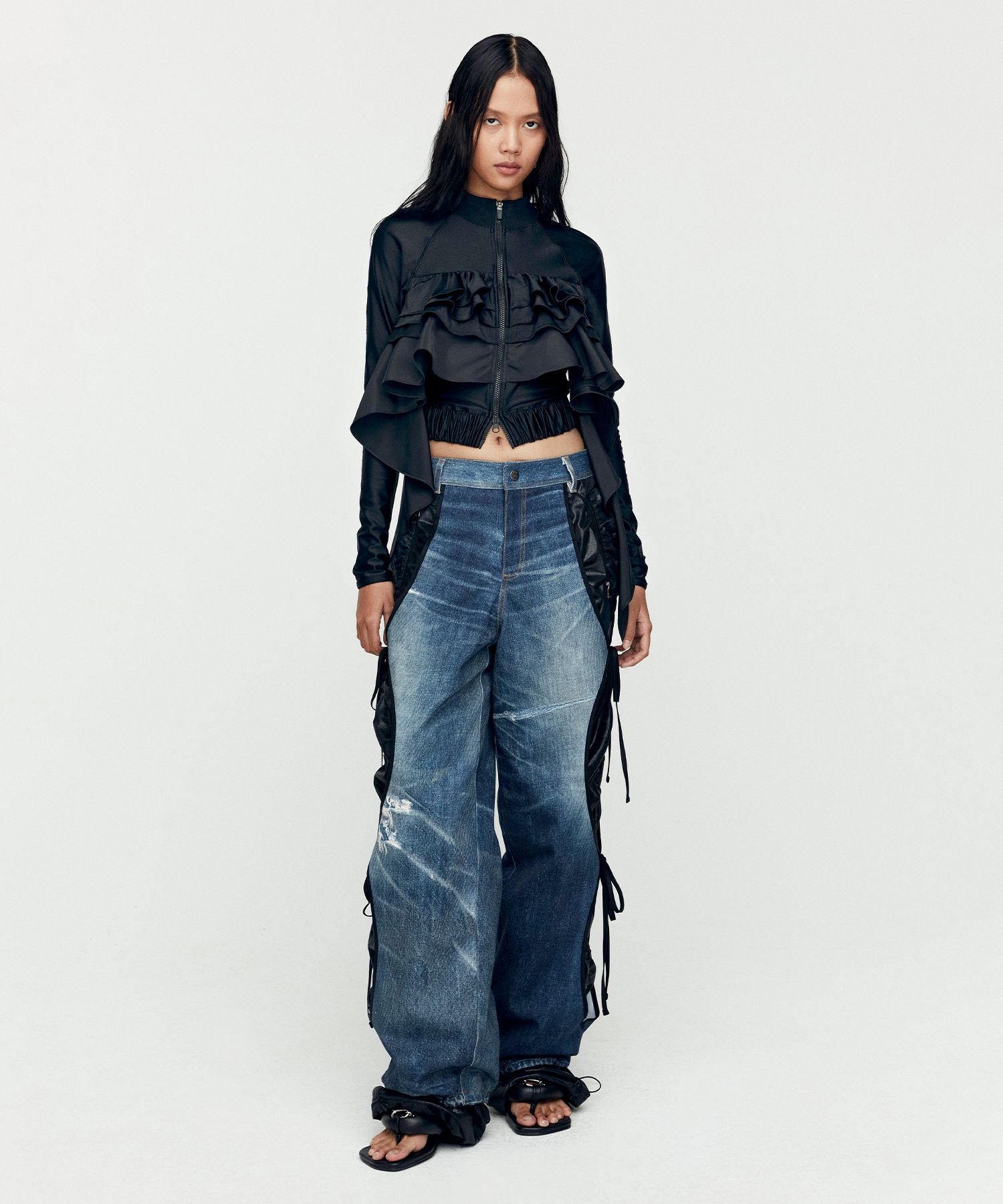 【あいみょん着用】Andersson Bell トップス Andersson Bell / denim print combo logo lace co